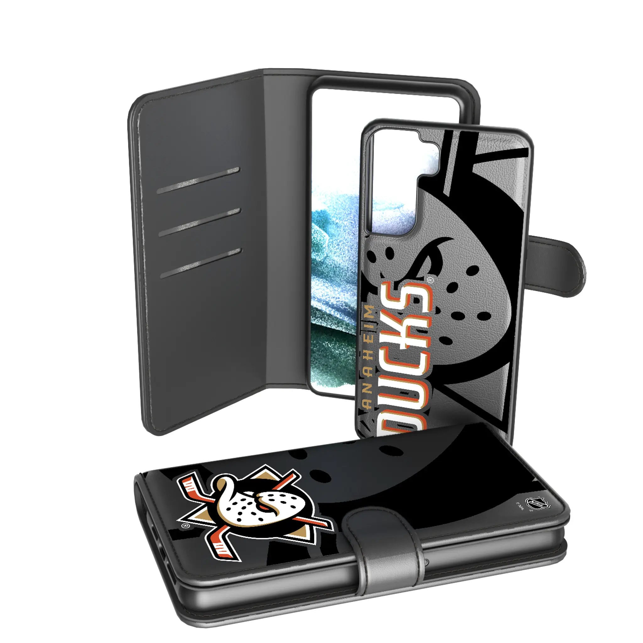 Anaheim Ducks Monocolor Tilt Galaxy Wallet Phone Case for Samsung Galaxy
