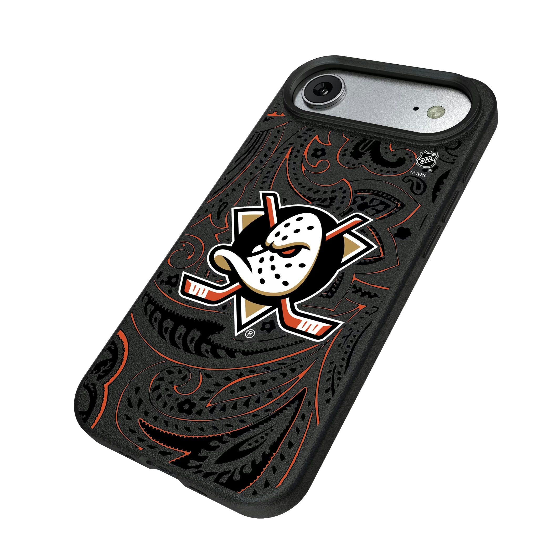 Anaheim Ducks Paisley iPhone MagSafe Compatible Phone Case for Apple iPhone - Isometric View#Device_iPhone Air