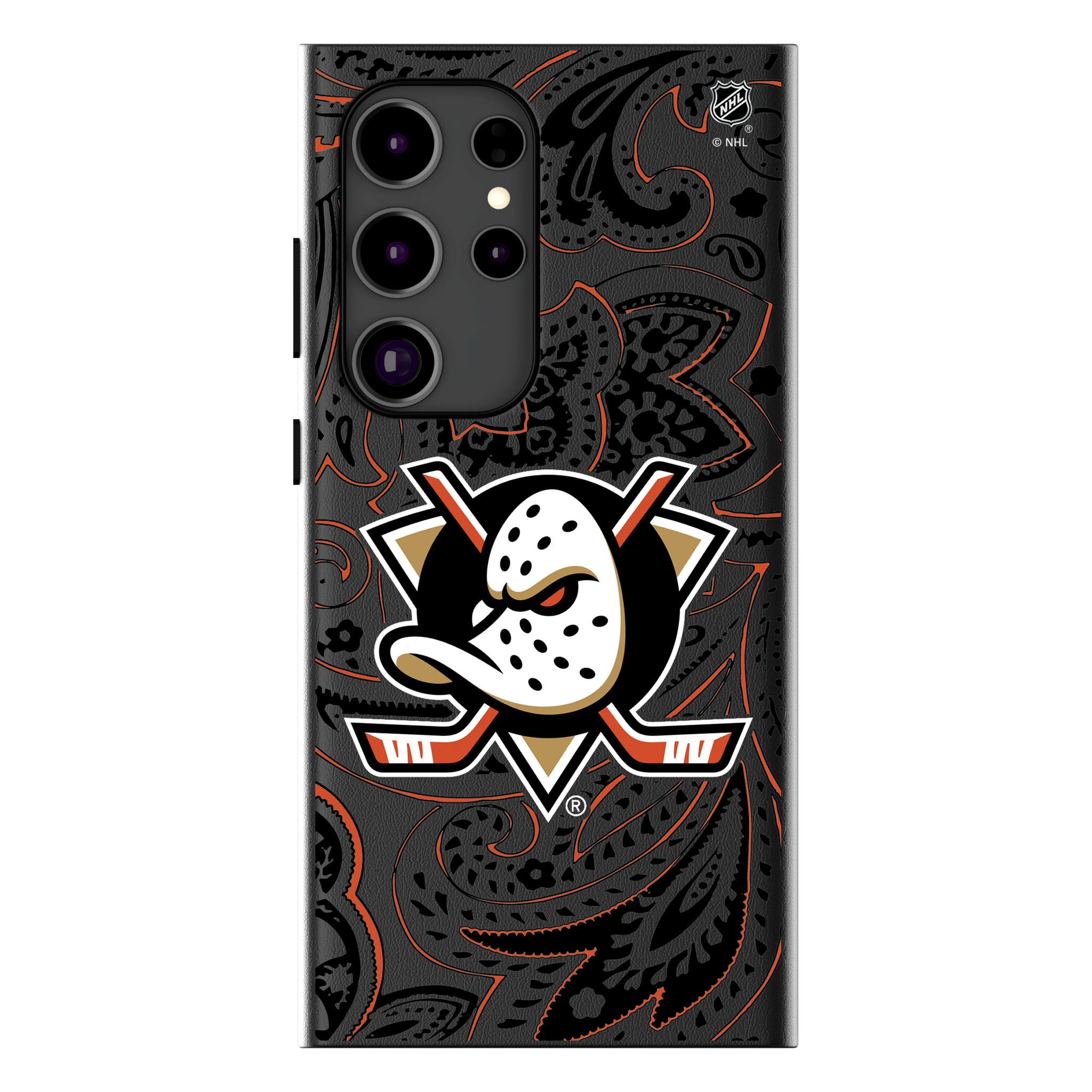 Anaheim Ducks Paisley Galaxy MagSafe Compatible Phone Case for Samsung Galaxy