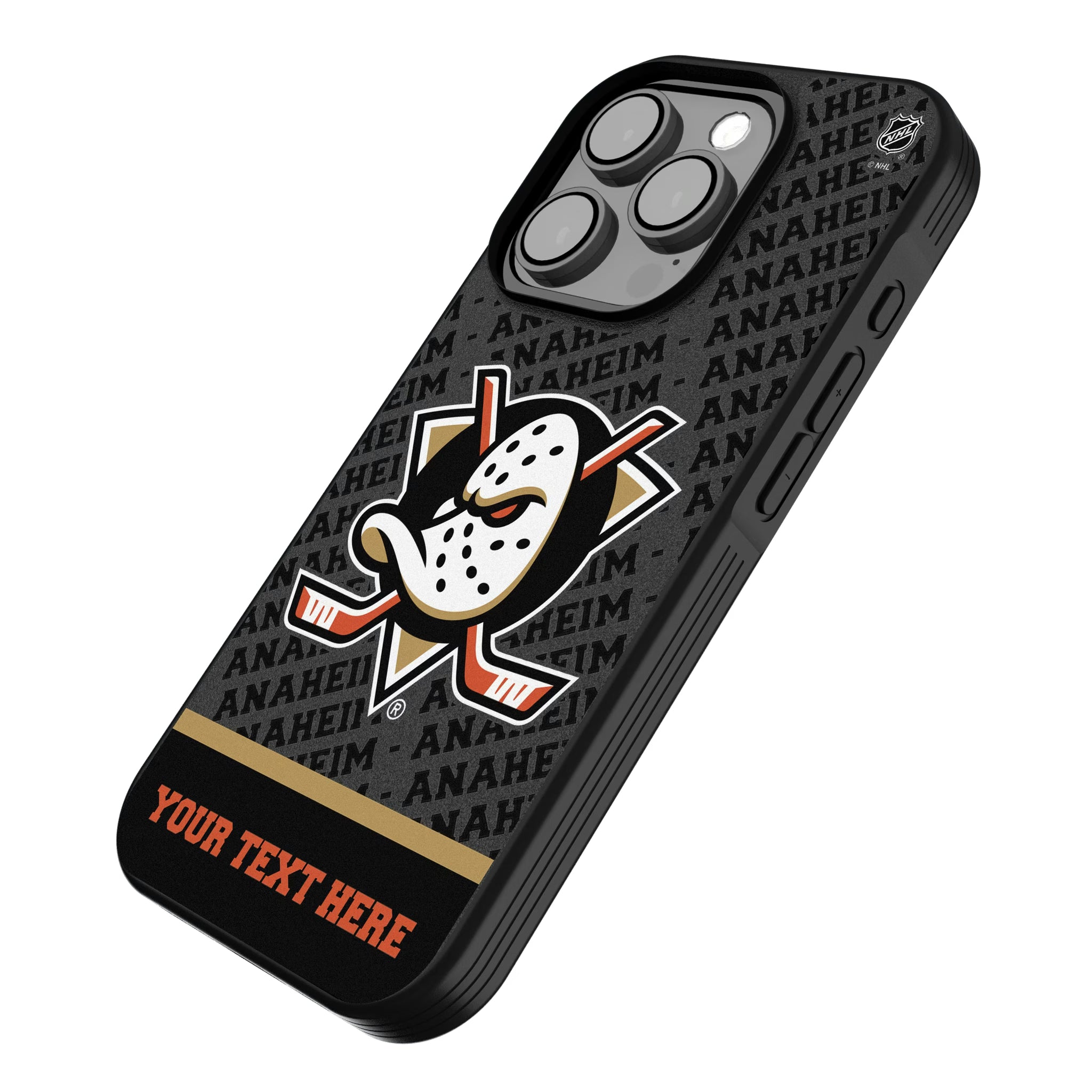 Anaheim Ducks Personalized EndZone Plus iPhone Bump Phone Case for Apple iPhone - Isometric View