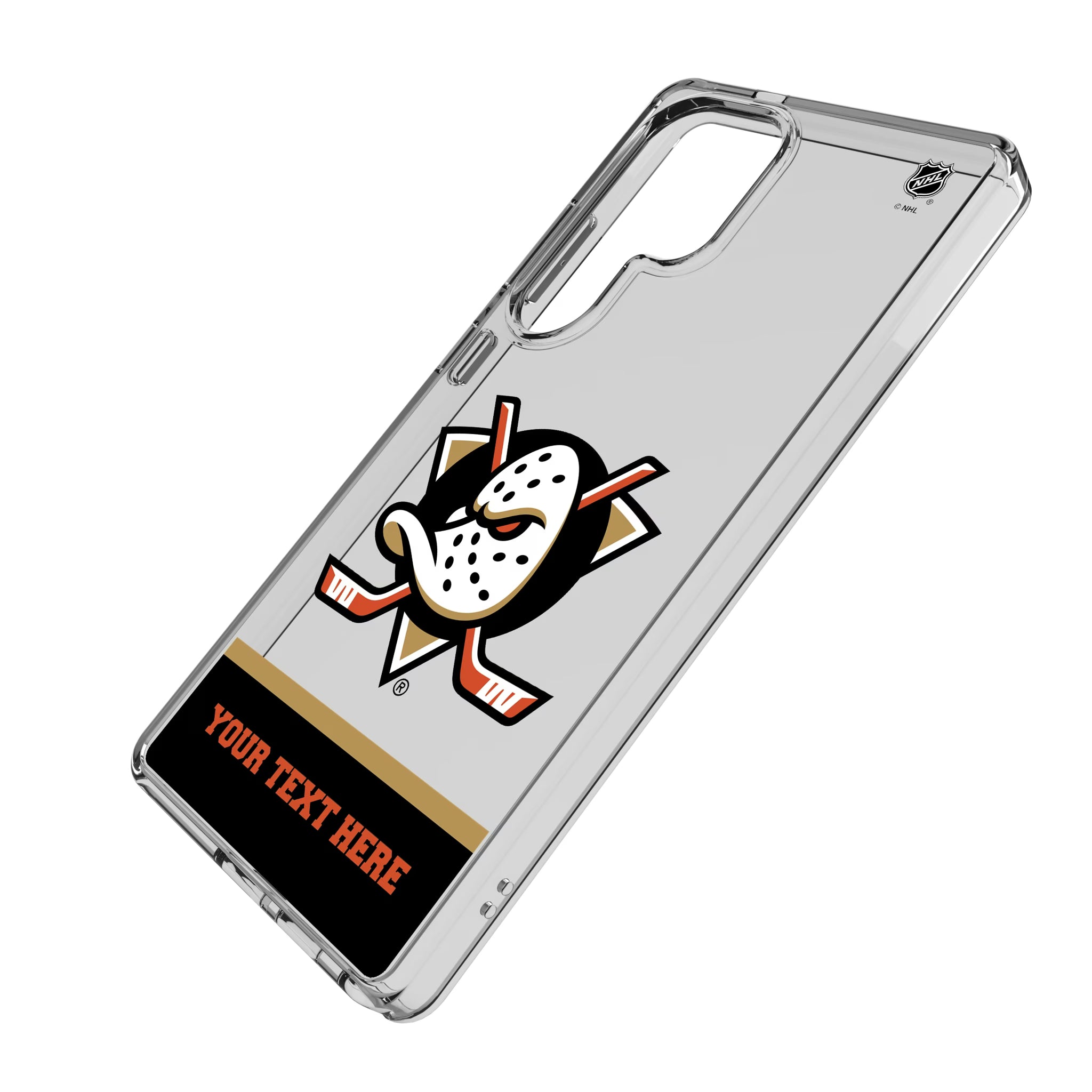 Anaheim Ducks Personalized EndZone Plus Galaxy Clear Phone Case for Samsung Galaxy - Isometric View
