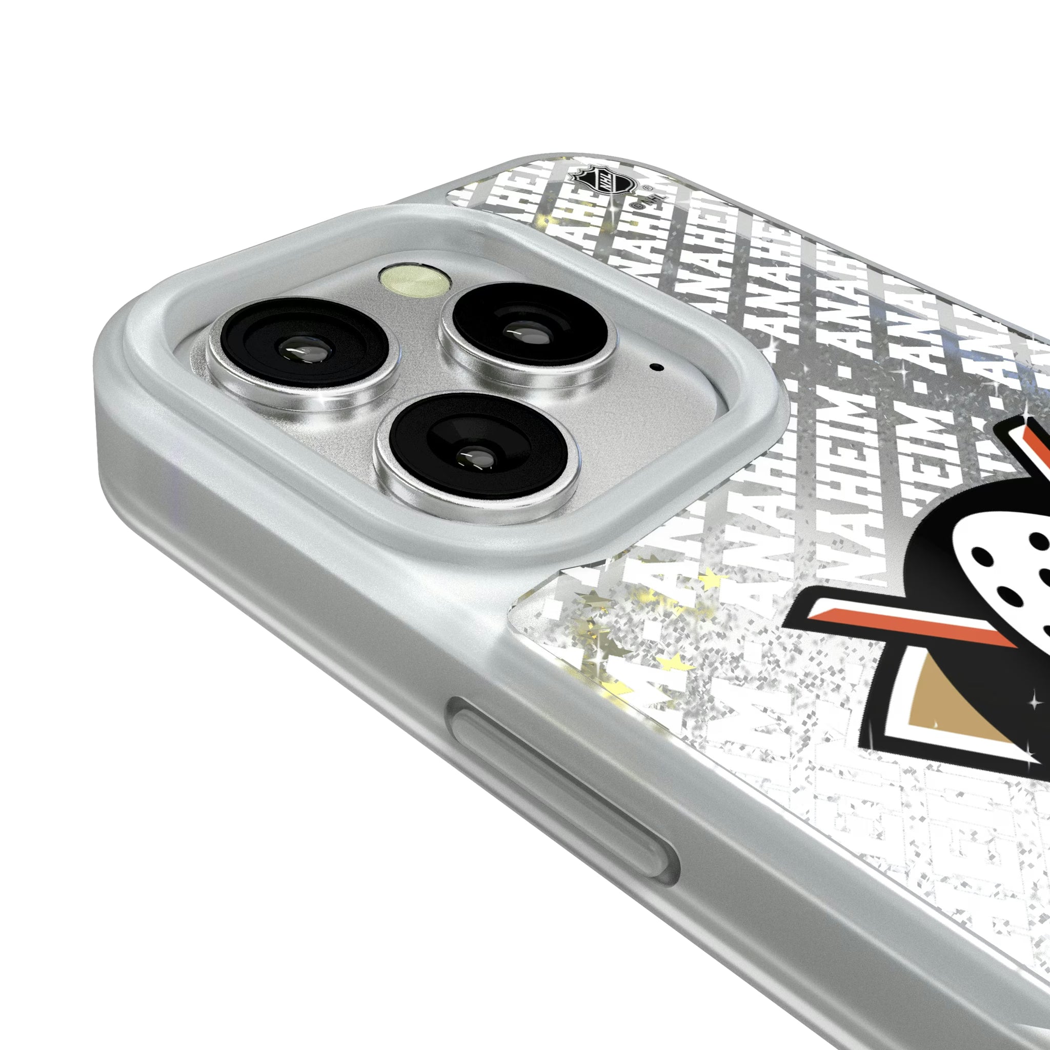 Anaheim Ducks Personalized EndZone Plus iPhone Glitter Phone Case for Apple iPhone - Detail#Device_iPhone 16 Pro