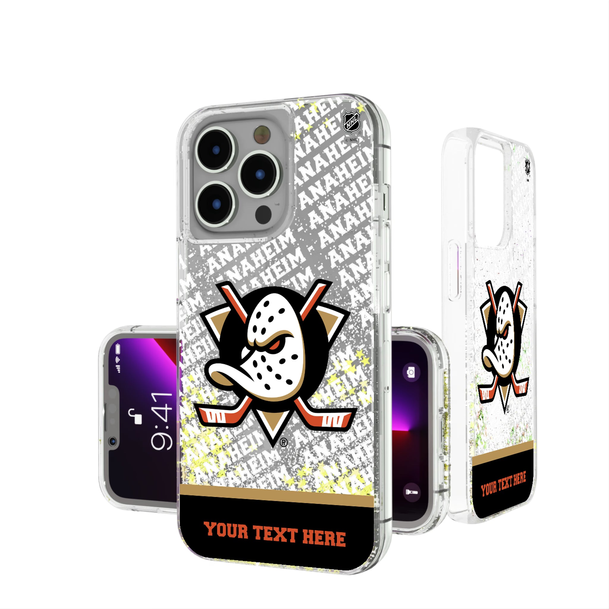 Anaheim Ducks Personalized EndZone Plus iPhone Glitter Phone Case for Apple iPhone