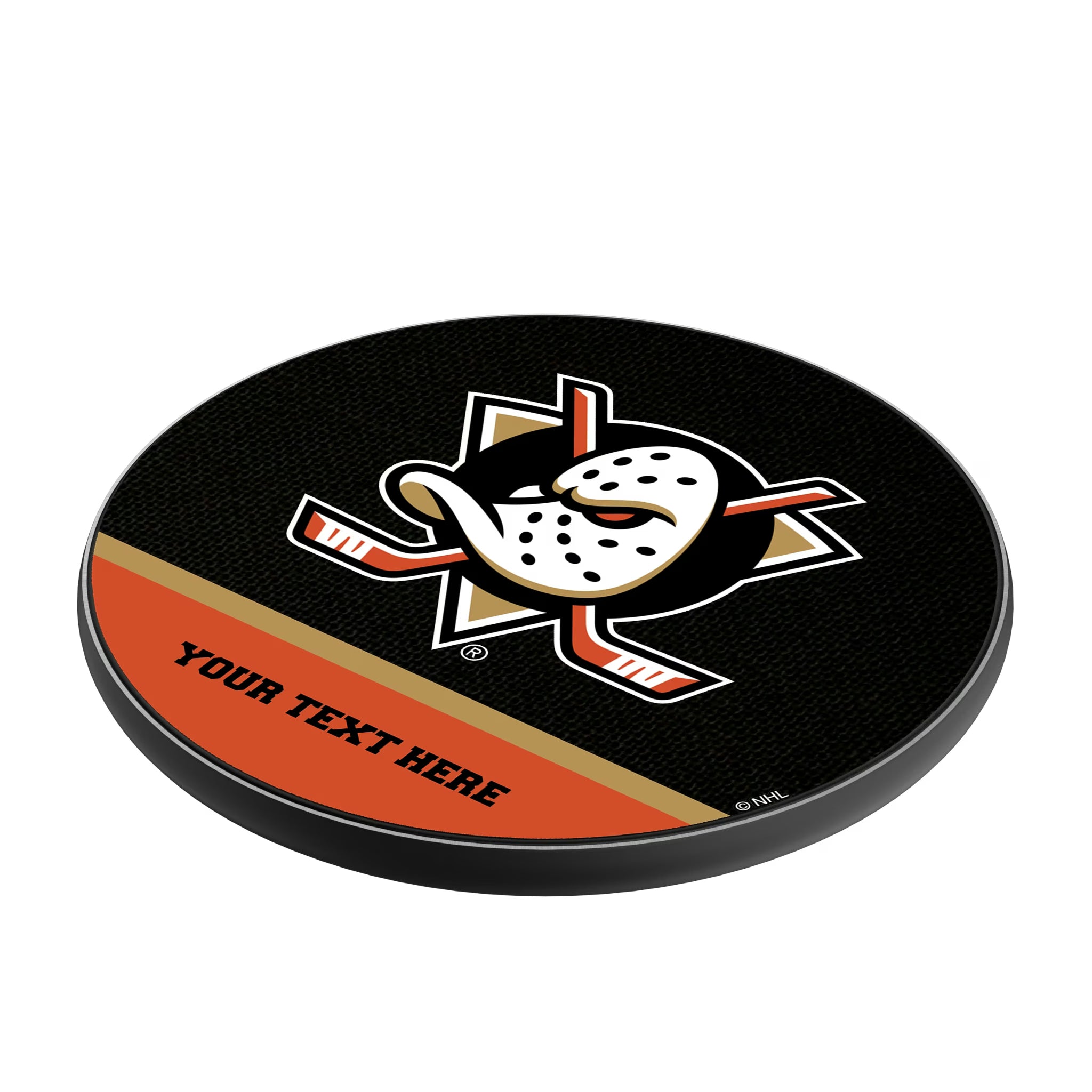 Anaheim Ducks Personalized Endzone Solid 15-Watt Wireless Charger - Isometric View