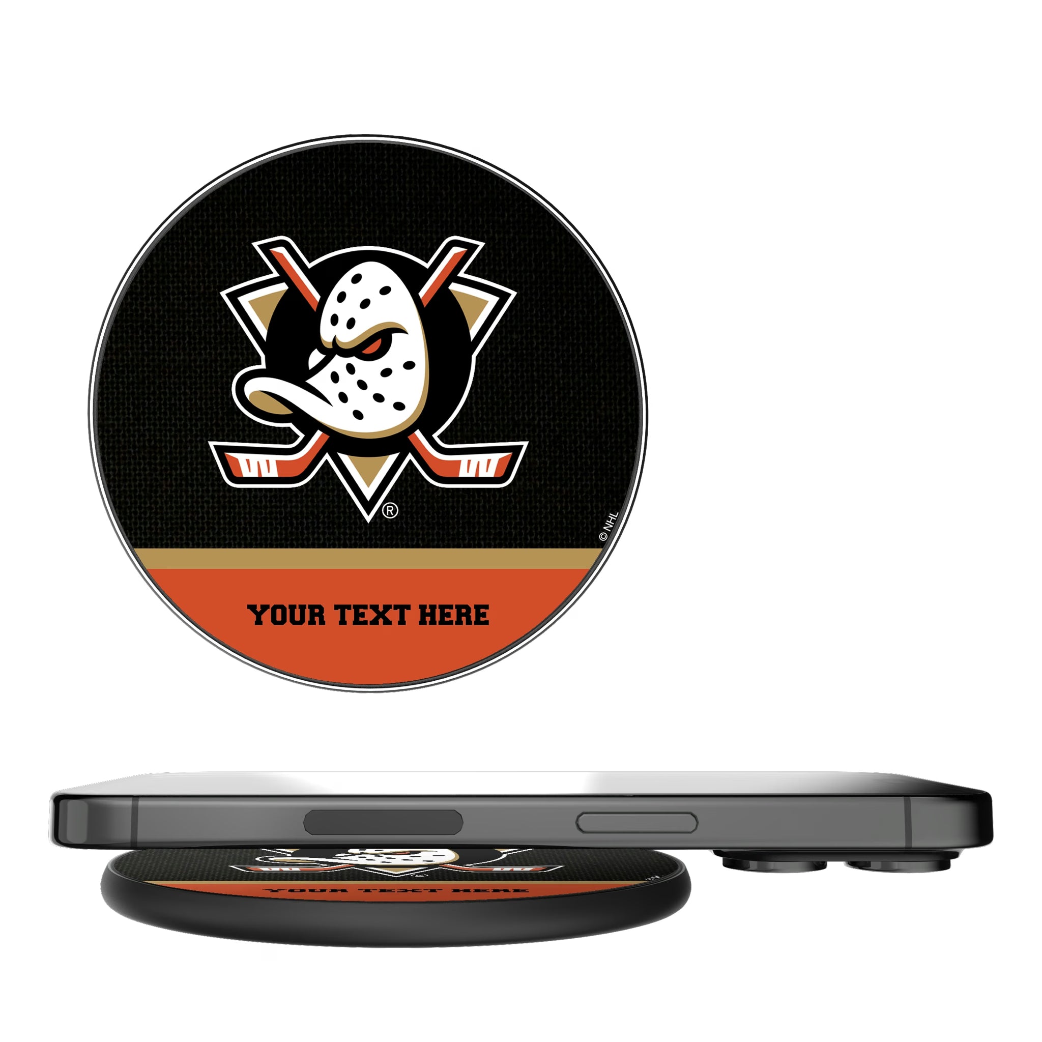 Anaheim Ducks Personalized Endzone Solid 15-Watt Wireless Charger