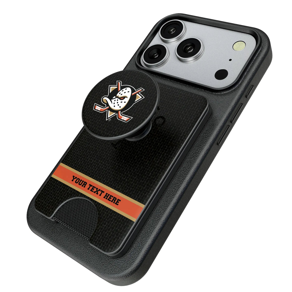 Anaheim Ducks Personalized Endzone Solid Popsockets Wallet Magnetic - Isometric View