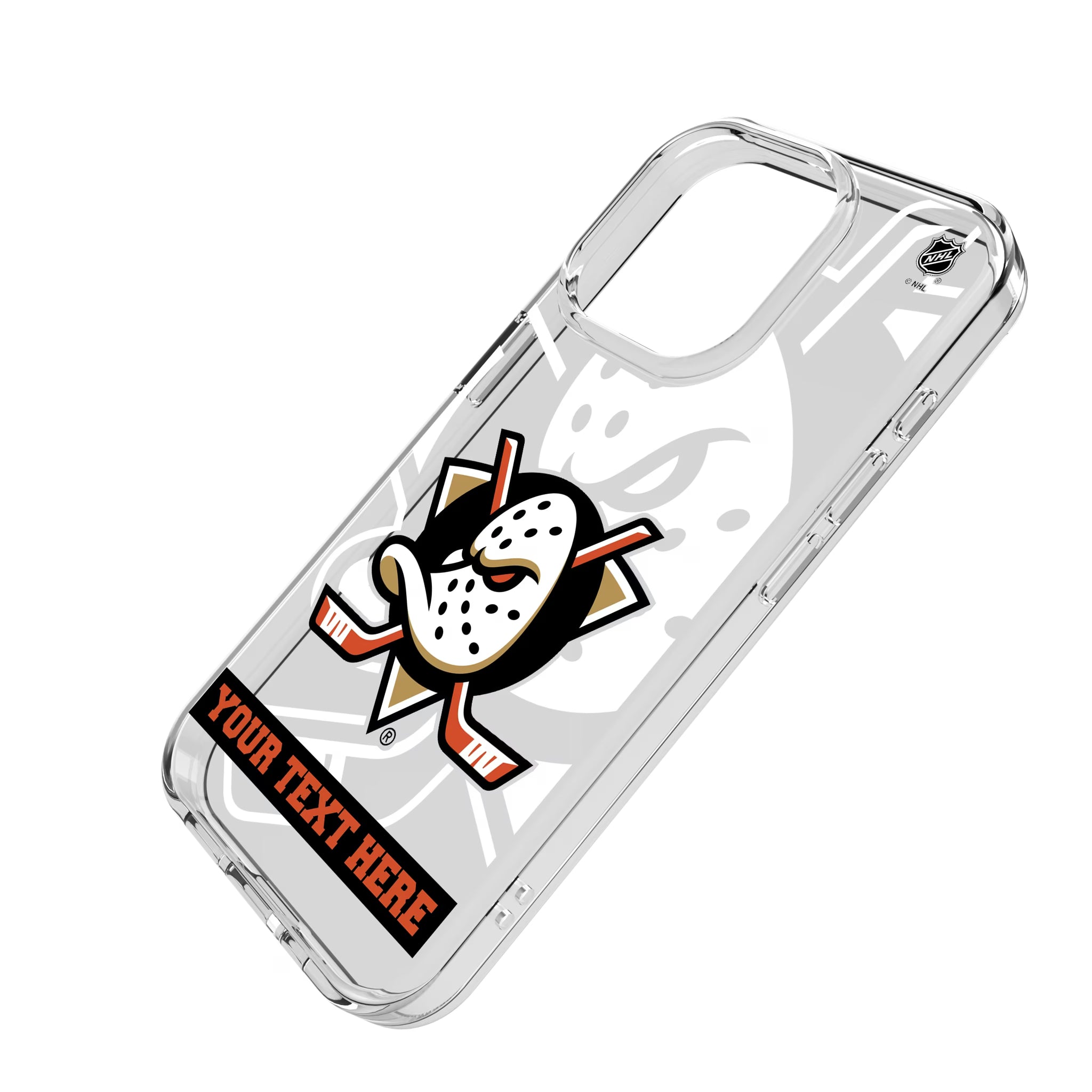Anaheim Ducks Personalized Tilt iPhone Clear Phone Case for Apple iPhone - Isometric View