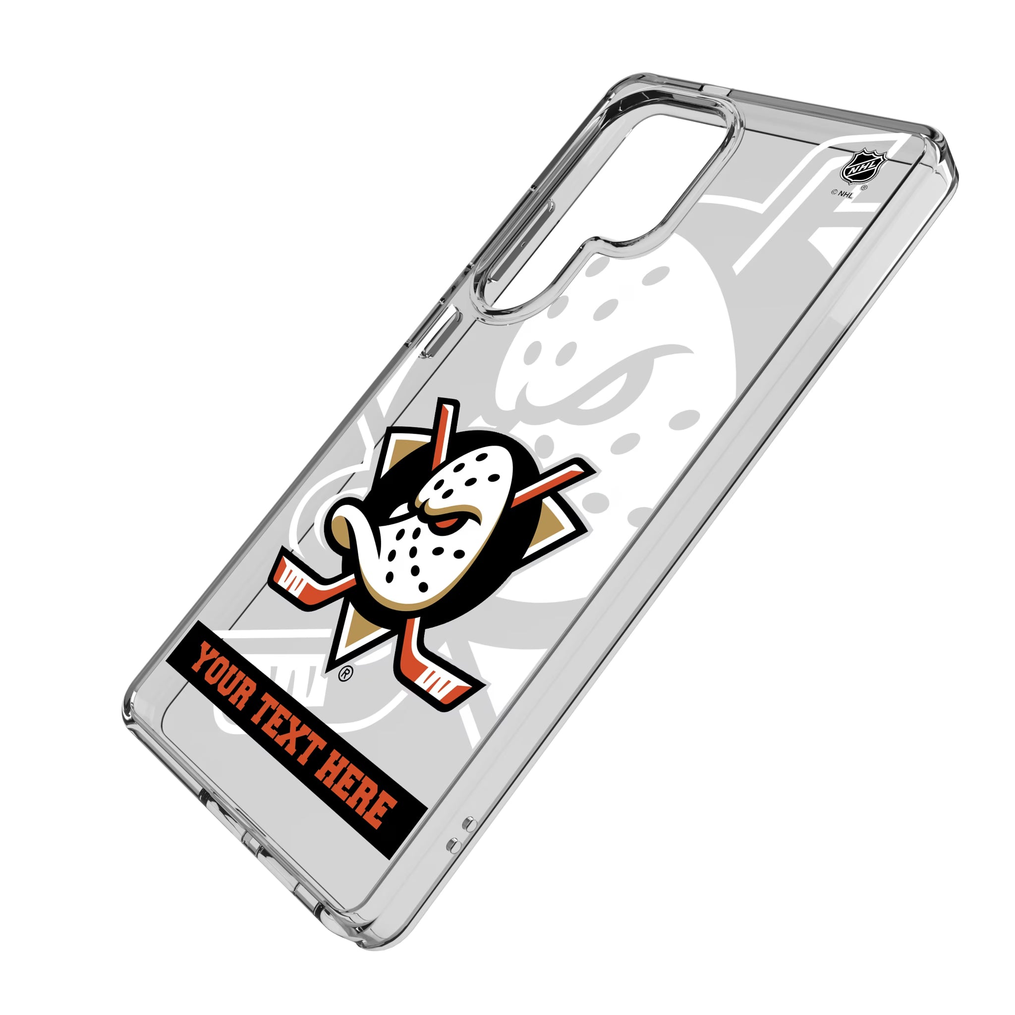 Anaheim Ducks Personalized Tilt Galaxy Clear Phone Case for Samsung Galaxy - Isometric View