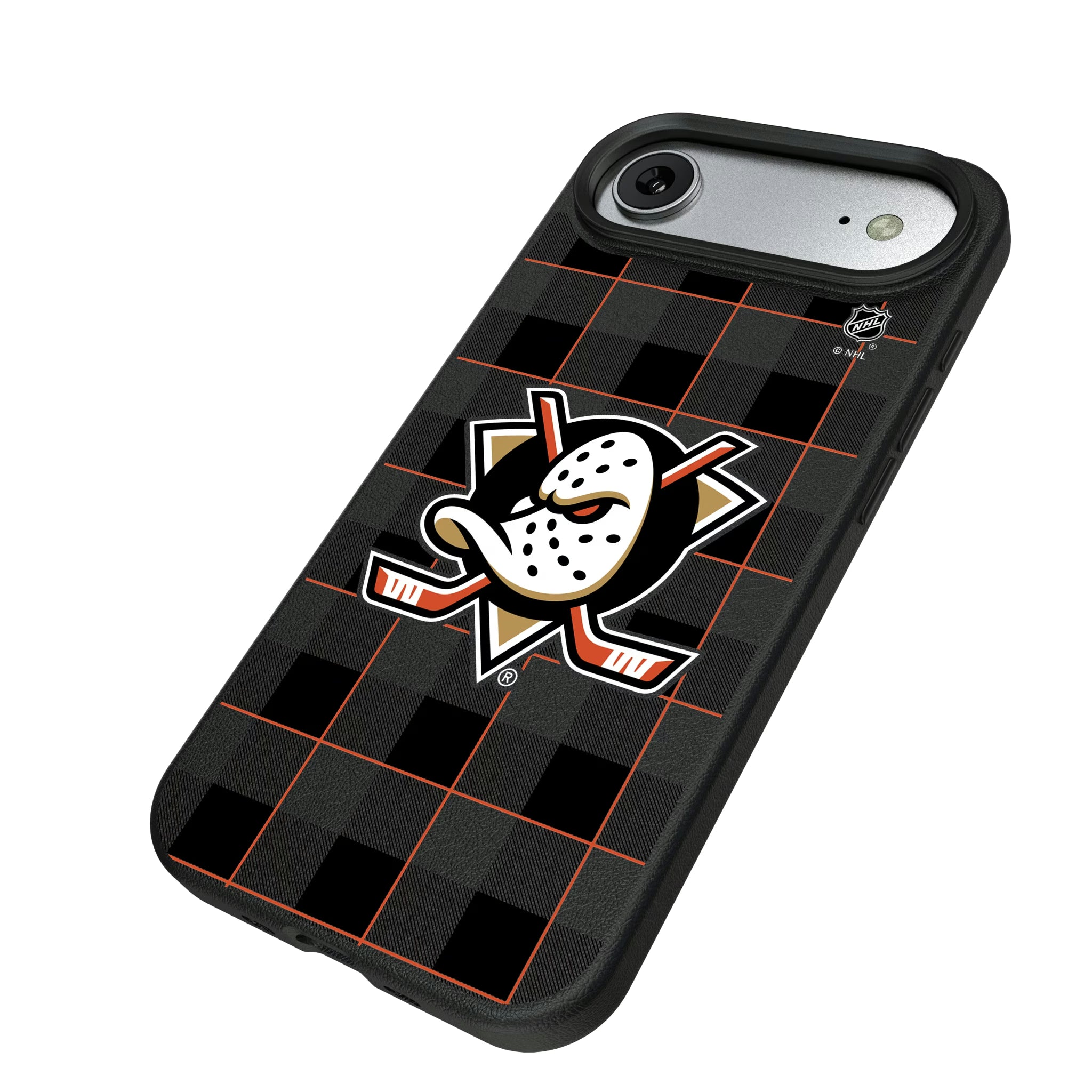 Anaheim Ducks Plaid iPhone MagSafe Compatible Phone Case for Apple iPhone - Isometric View#Device_iPhone Air