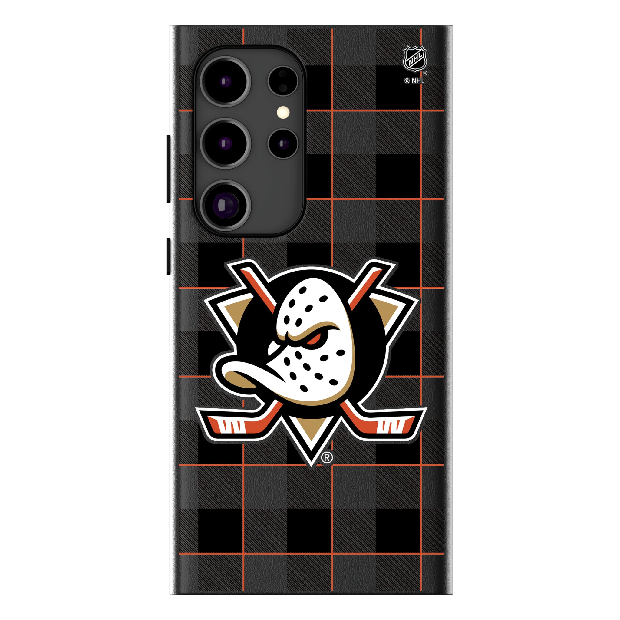 Anaheim Ducks Plaid Galaxy MagSafe Compatible Phone Case for Samsung Galaxy