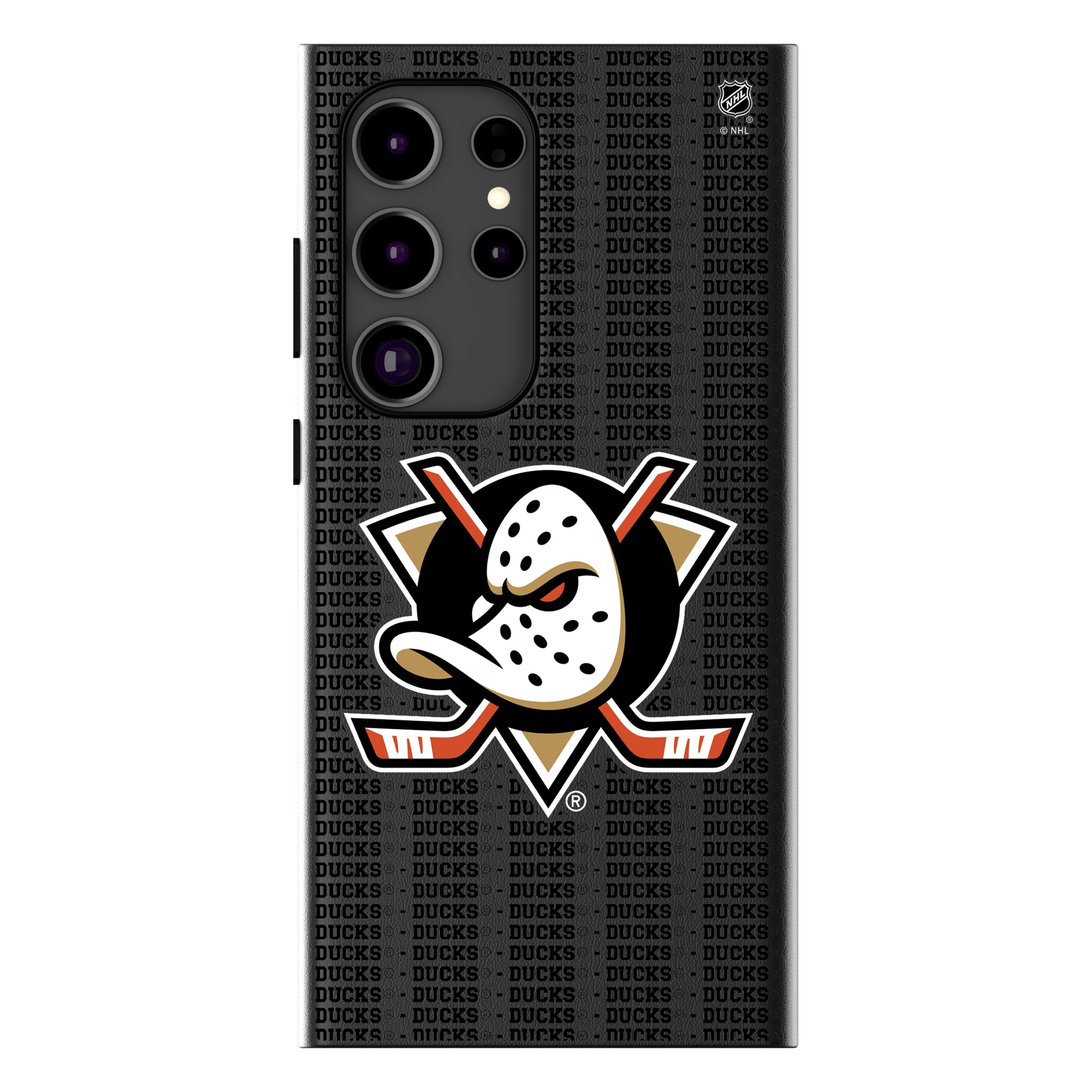 Anaheim Ducks Text Backdrop Galaxy MagSafe Compatible Phone Case for Samsung Galaxy