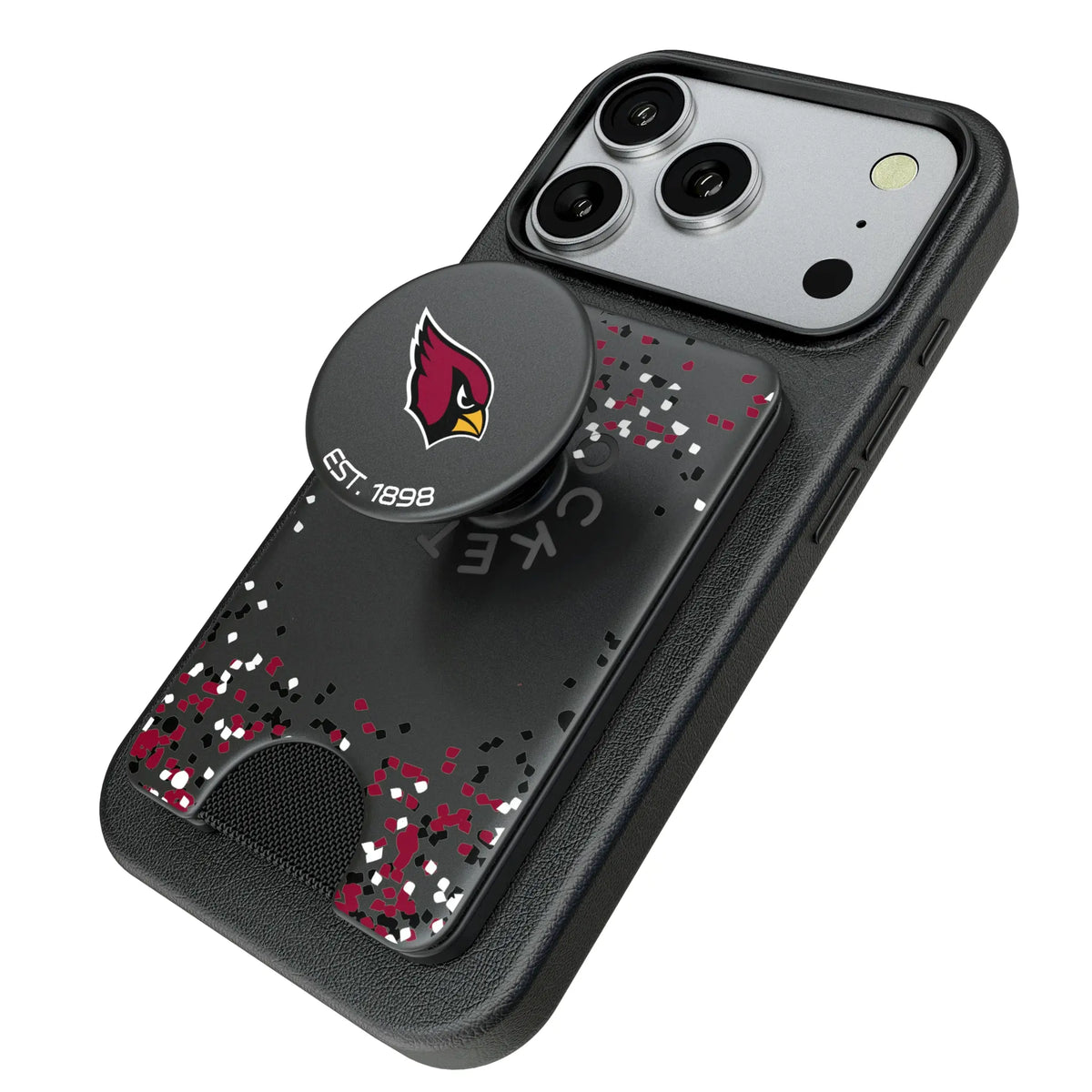 Arizona Cardinals Confetti Popsockets Wallet Magnetic - Isometric View