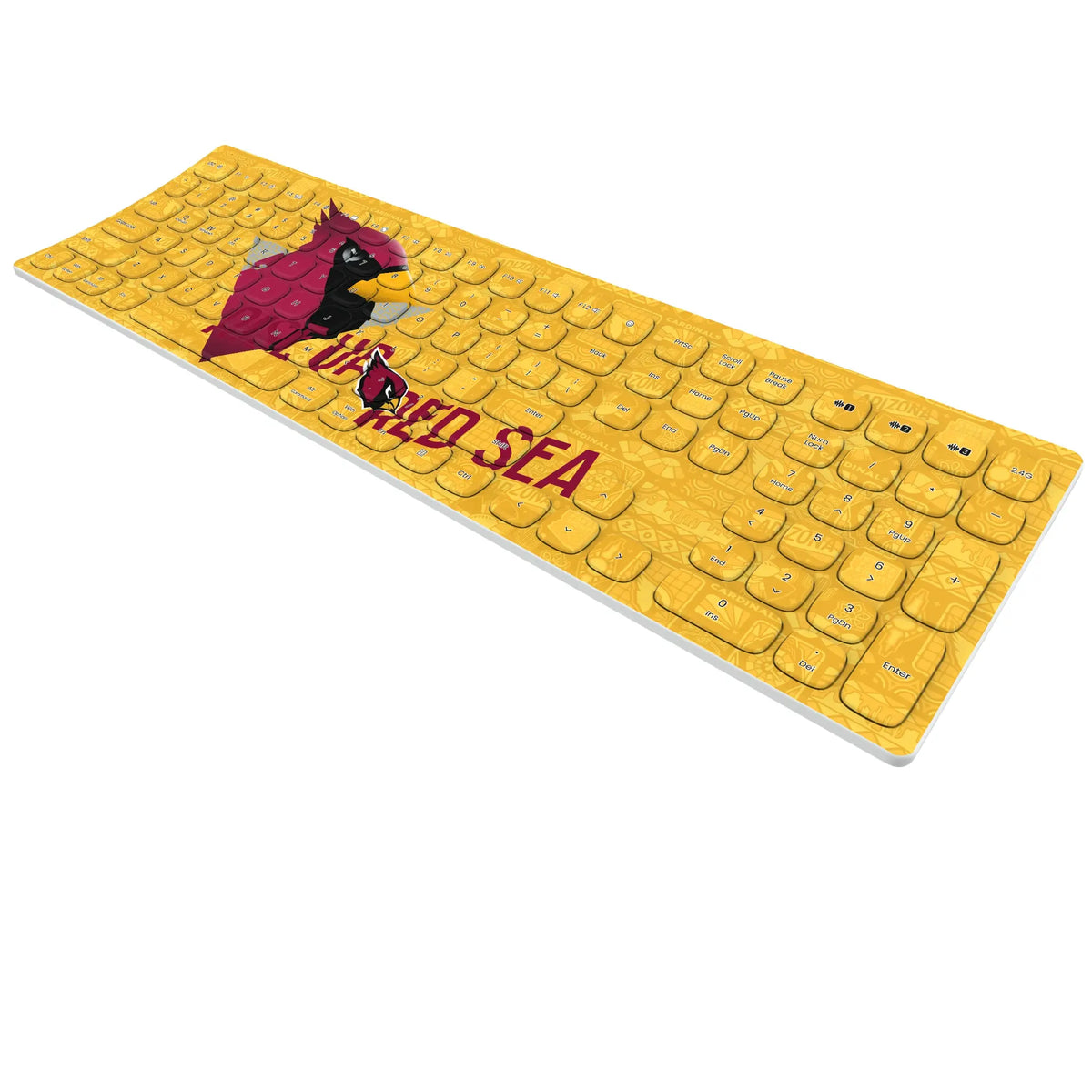 Arizona Cardinals Deco KKB605 Curved Wireless Keyboard - Isometric View