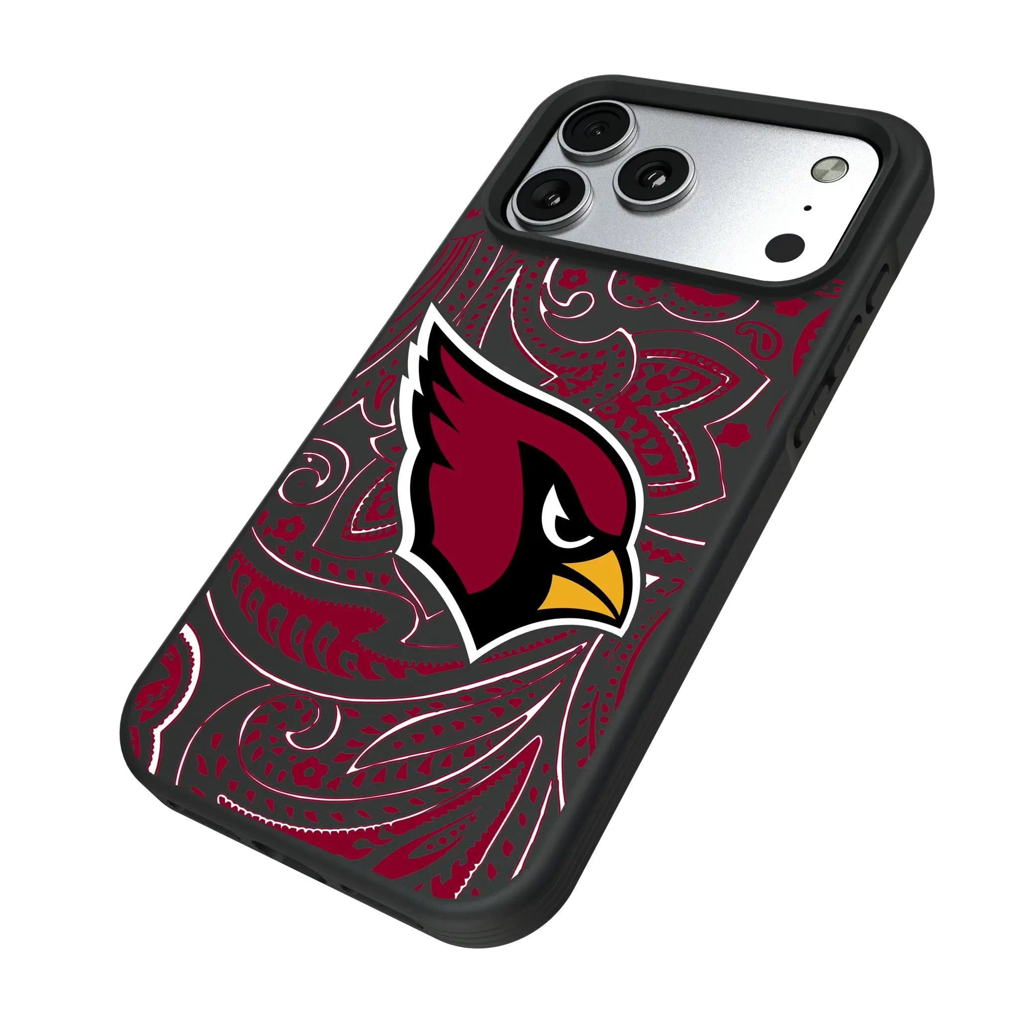 Arizona Cardinals Paisley iPhone Bump Phone Case for Apple iPhone - Isometric View#Device_iPhone 17 Pro Max