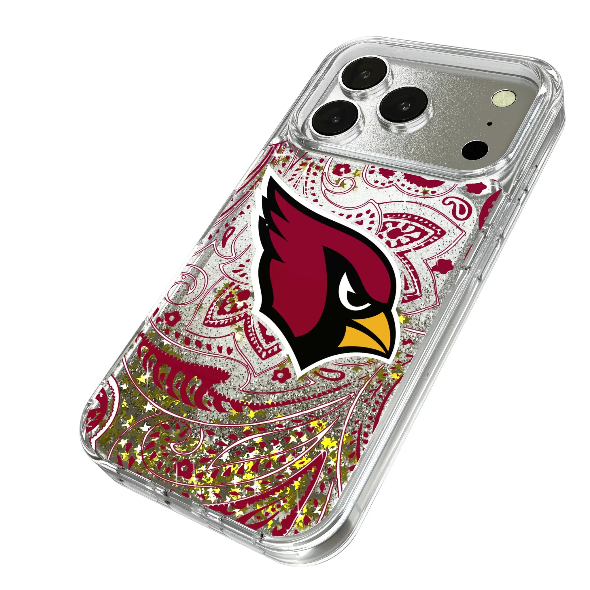 Arizona Cardinals Paisley iPhone Glitter Phone Case for Apple iPhone - Isometric View