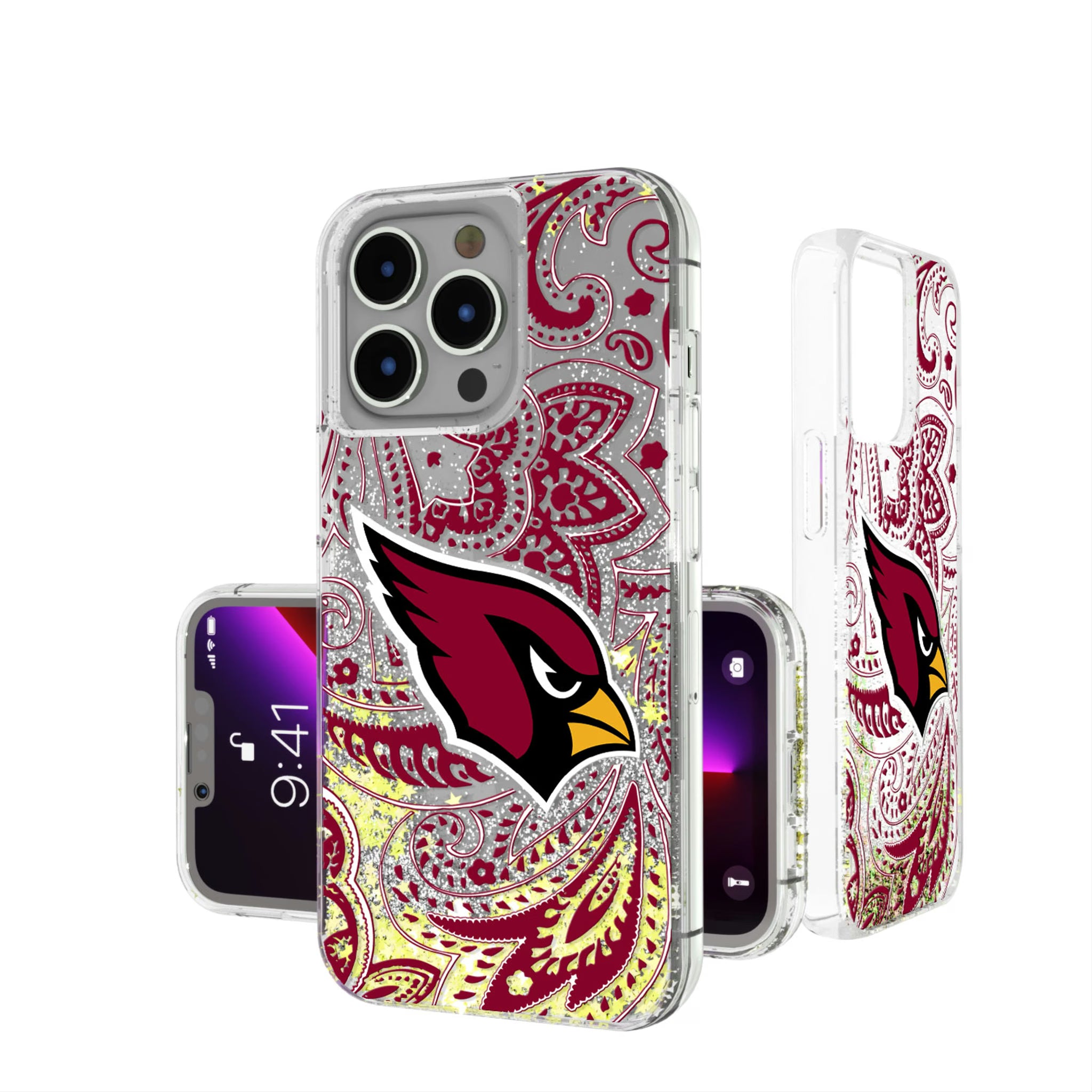 Arizona Cardinals Paisley iPhone Glitter Phone Case for Apple iPhone