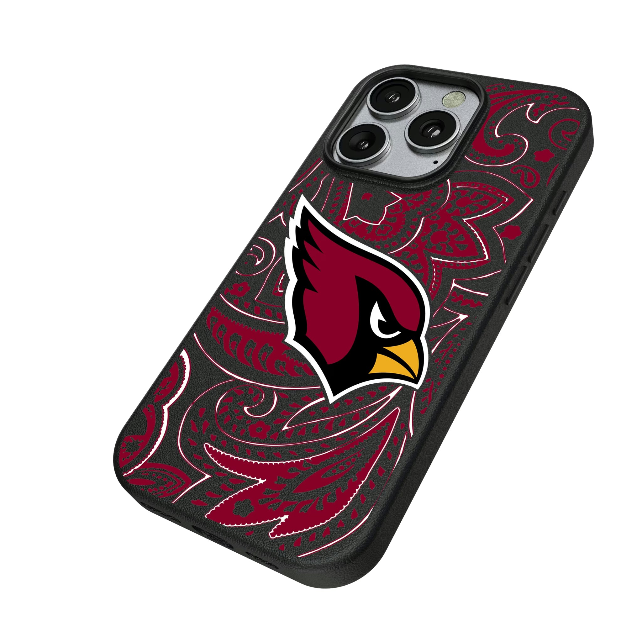 Arizona Cardinals Paisley iPhone MagSafe Compatible Phone Case for Apple iPhone - Isometric View