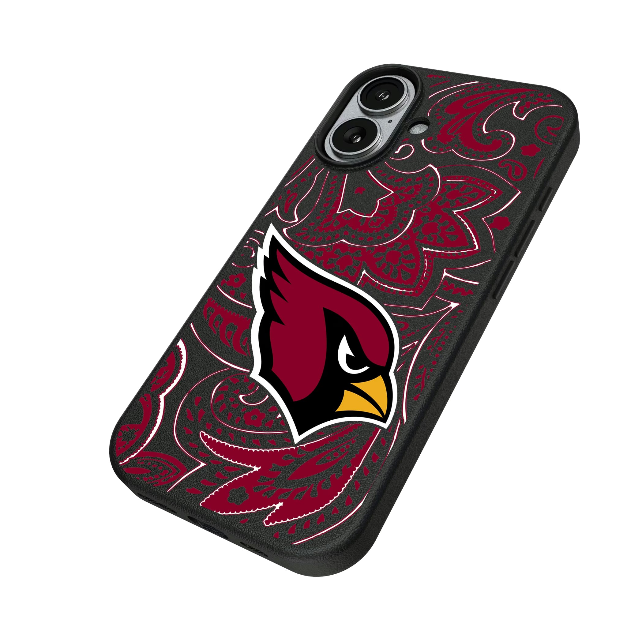 Arizona Cardinals Paisley iPhone MagSafe Compatible Phone Case for Apple iPhone - Isometric View#Device_iPhone 17