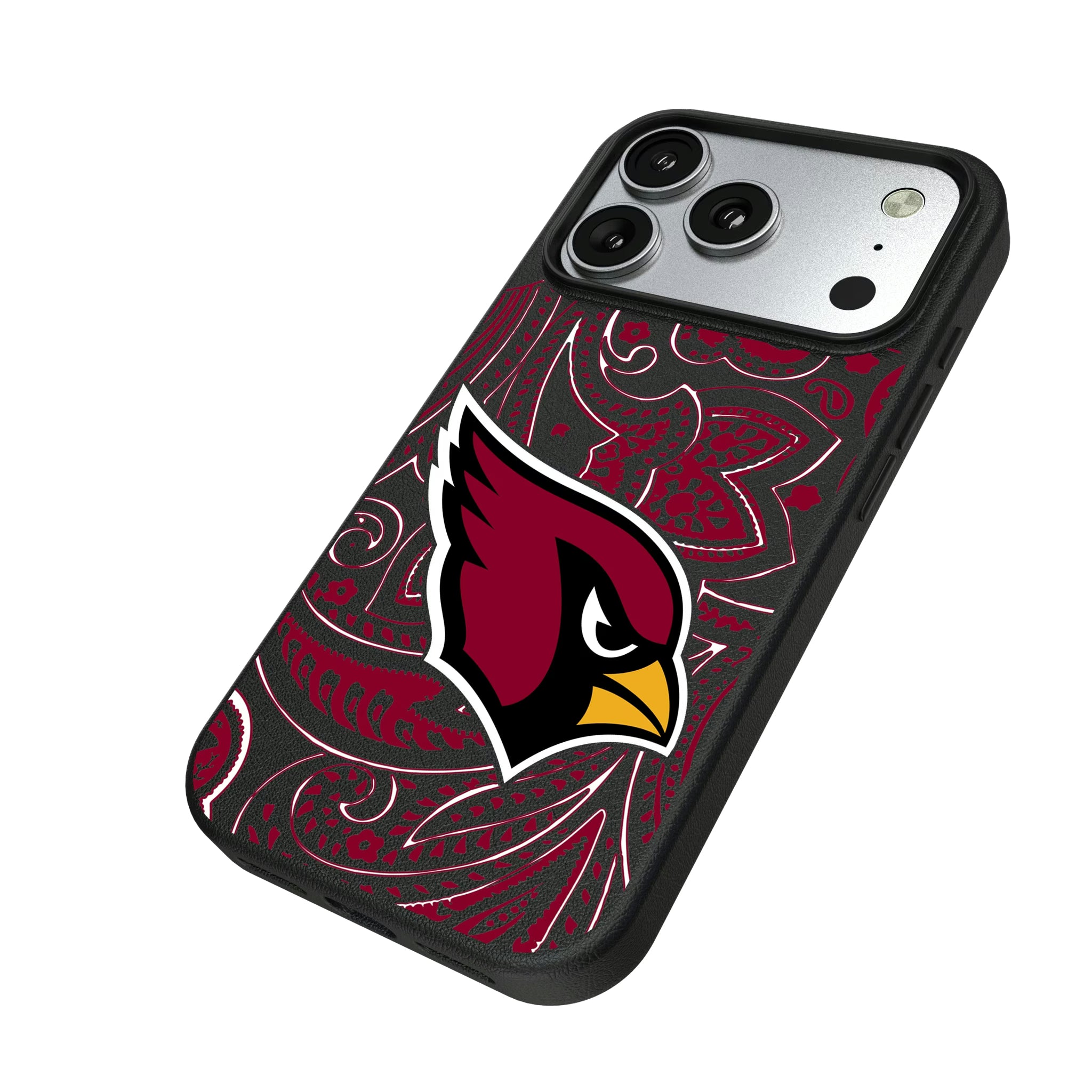 Arizona Cardinals Paisley iPhone MagSafe Compatible Phone Case for Apple iPhone - Isometric View#Device_iPhone 17 Pro