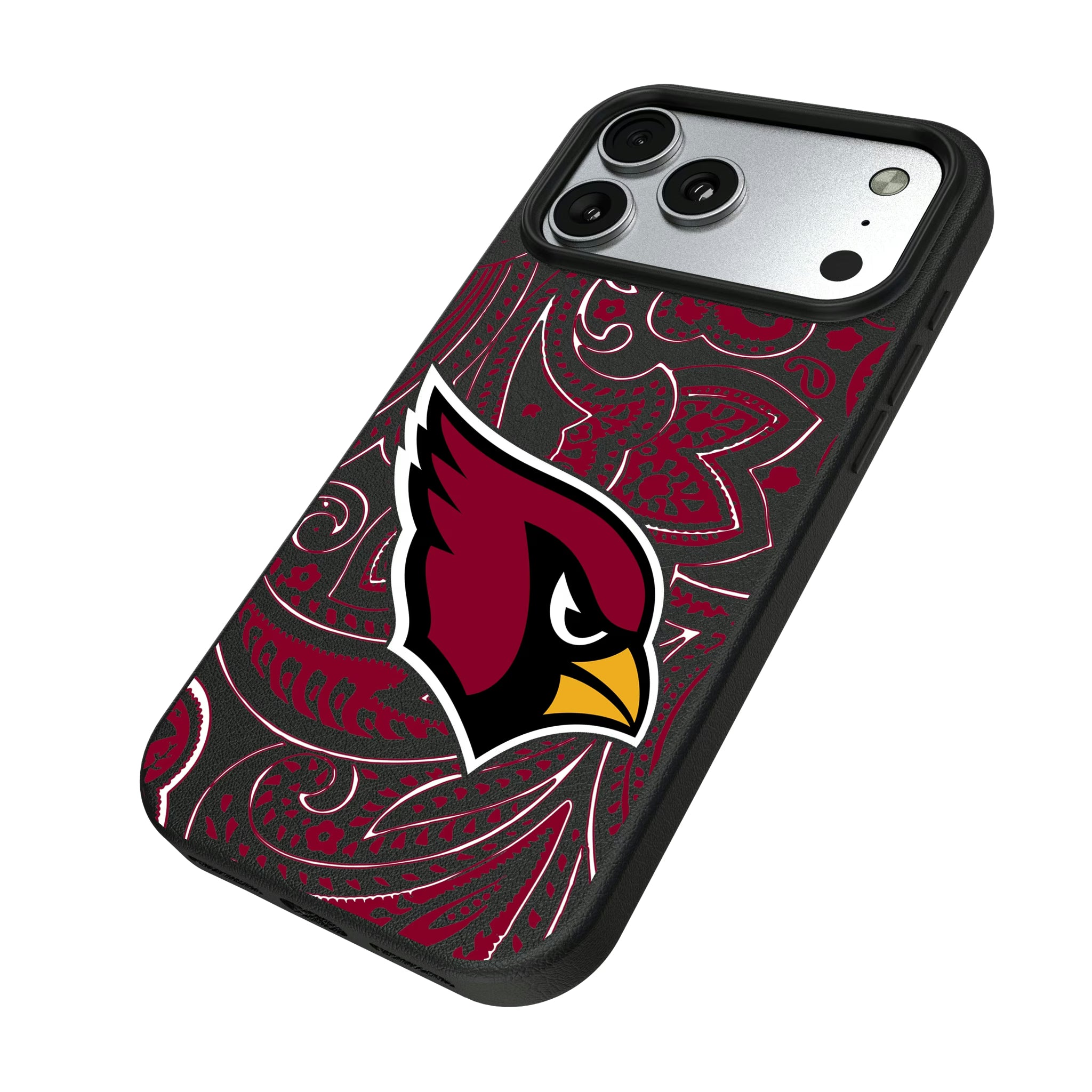 Arizona Cardinals Paisley iPhone MagSafe Compatible Phone Case for Apple iPhone - Isometric View#Device_iPhone 17 Pro Max