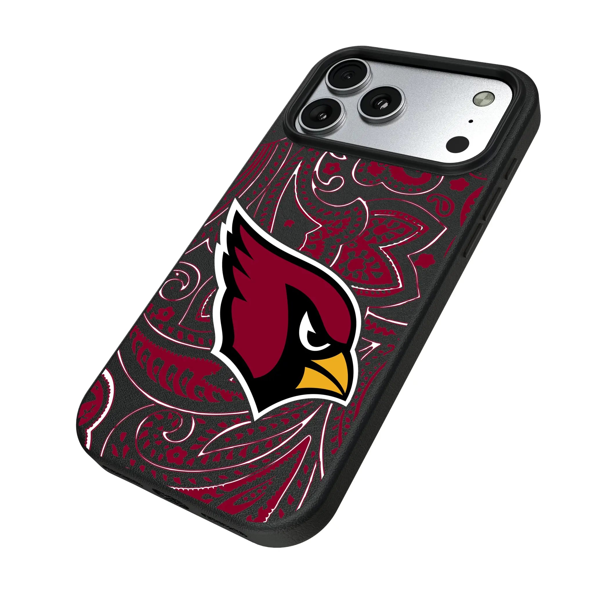 Arizona Cardinals Paisley iPhone MagSafe Compatible Phone Case for Apple iPhone - Isometric View#Device_iPhone 17 Pro Max