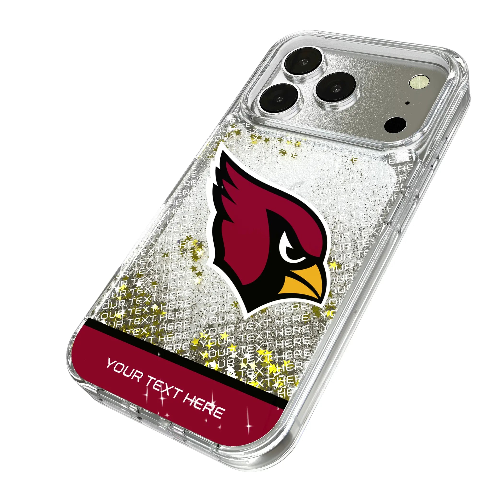 Arizona Cardinals Personalized EndZone Plus iPhone Glitter Phone Case for Apple iPhone - Isometric View