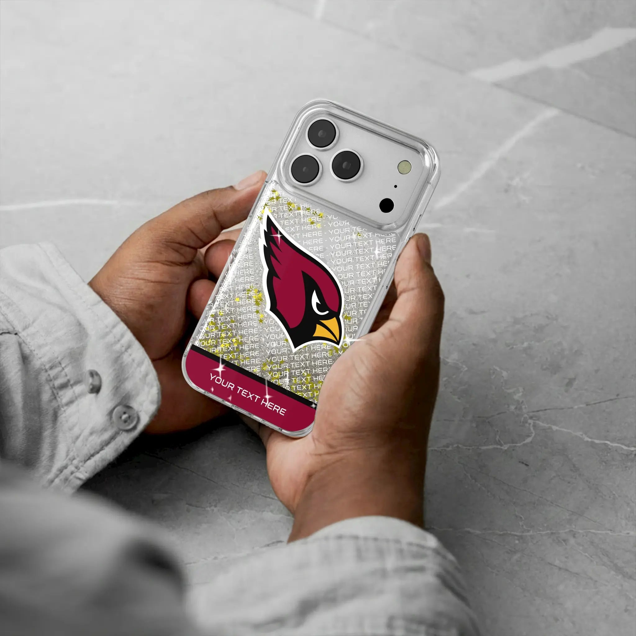 Arizona Cardinals Personalized EndZone Plus iPhone Glitter Phone Case for Apple iPhone - Lifestyle#Device_iPhone 17 Pro