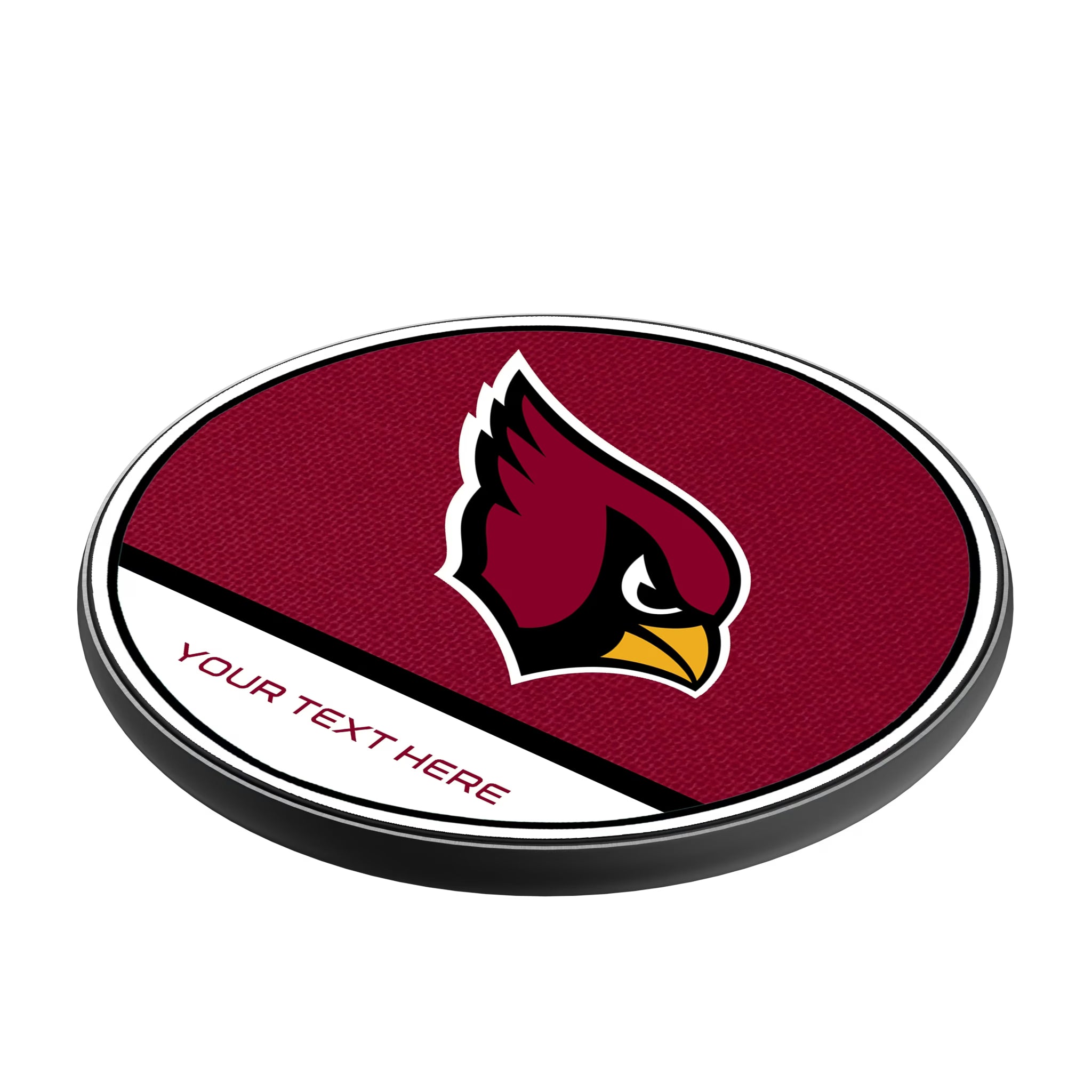 Arizona Cardinals Personalized Endzone Solid 15-Watt Wireless Charger - Isometric View