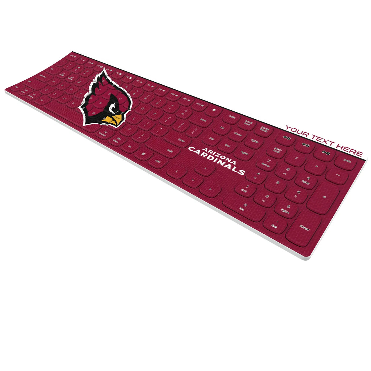 Arizona Cardinals Personalized Endzone Solid KKB605 Curved Wireless Keyboard - Isometric View