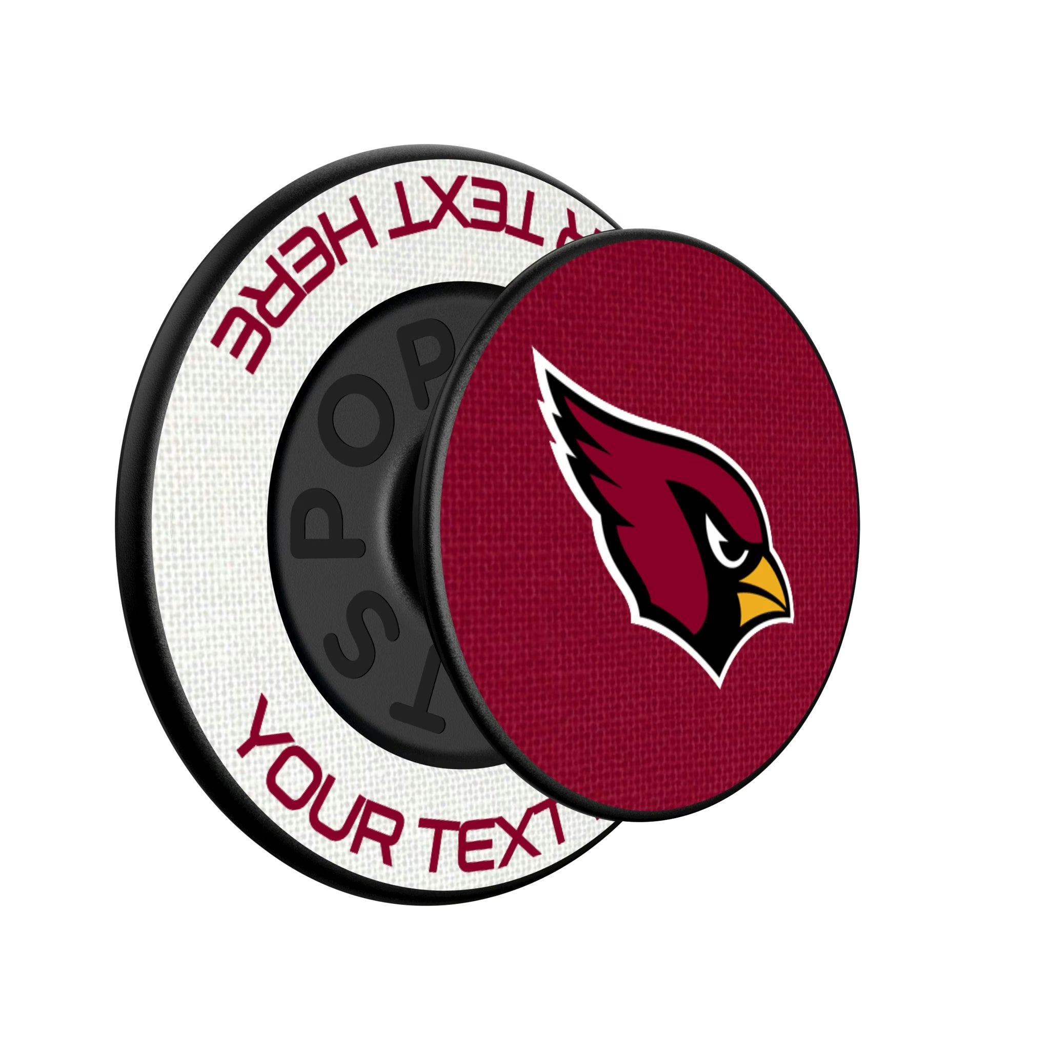 Arizona Cardinals Personalized Endzone Solid Popsockets Round Magnetic - Isometric View