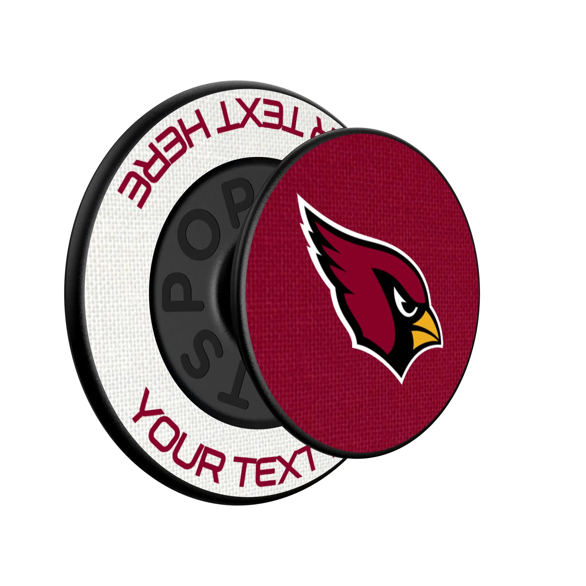 Arizona Cardinals Personalized Endzone Solid Popsockets Round Magnetic - Isometric View