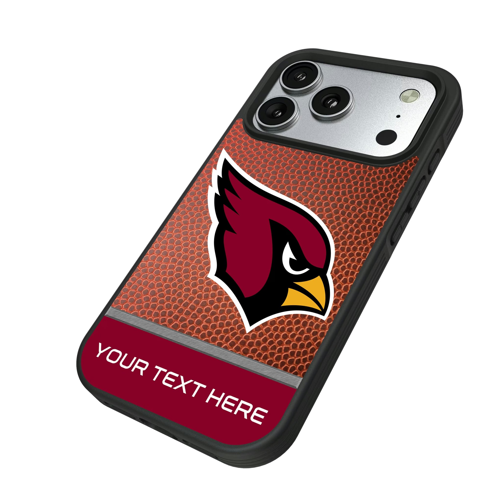 Arizona Cardinals Personalized Football iPhone Bump Phone Case for Apple iPhone - Isometric View#Device_iPhone 17 Pro