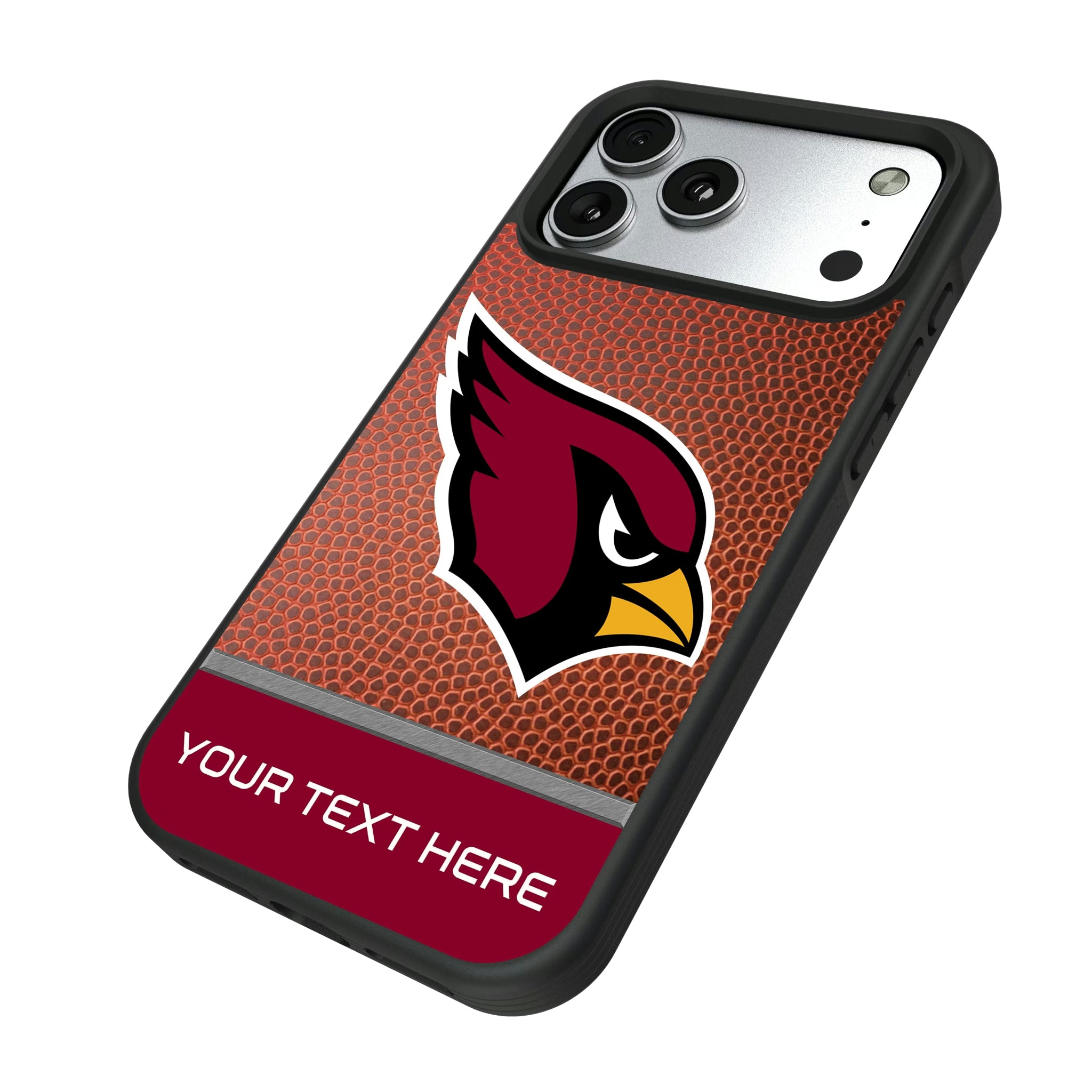 Arizona Cardinals Personalized Football iPhone Bump Phone Case for Apple iPhone - Isometric View#Device_iPhone 17 Pro Max