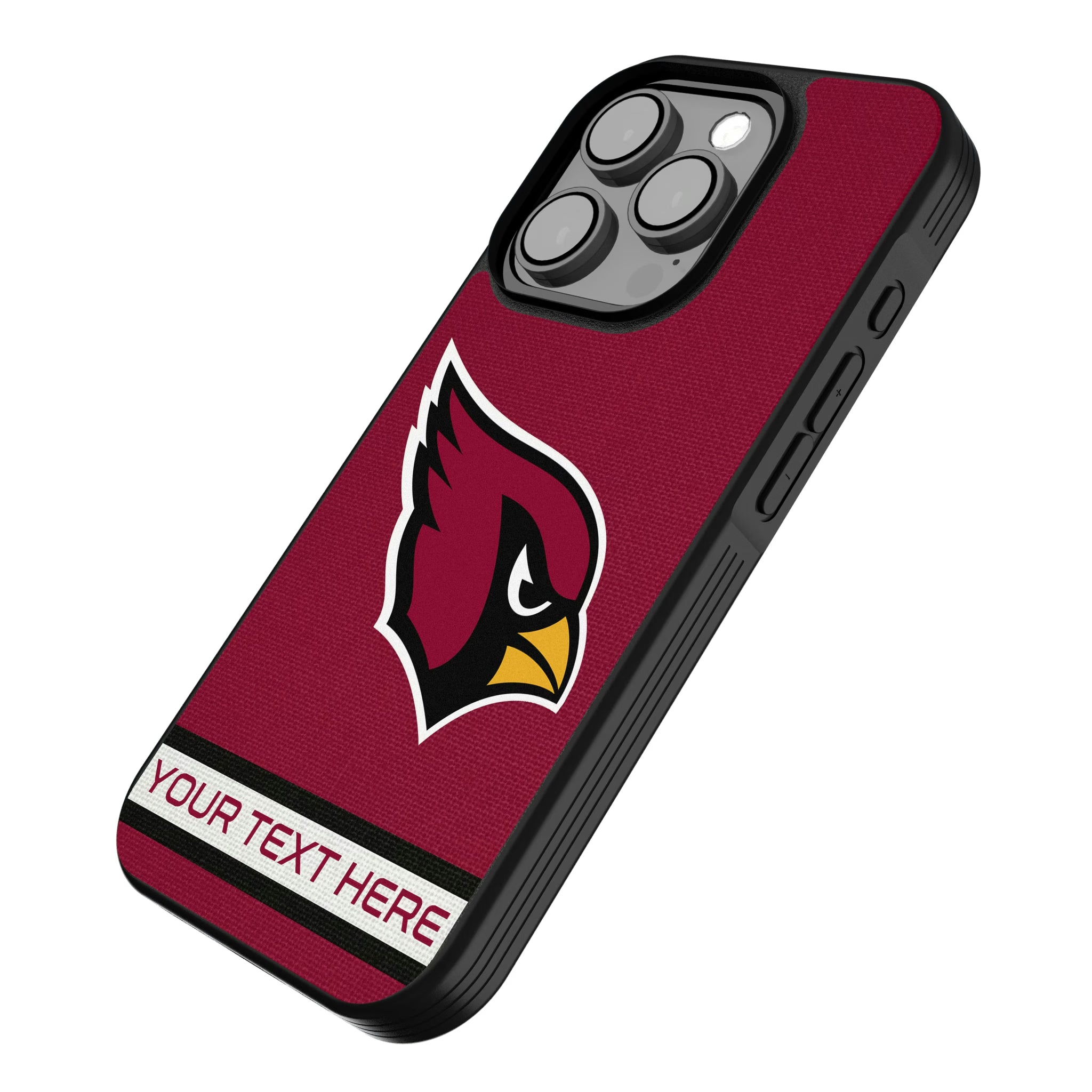 Arizona Cardinals Personalized Stripe iPhone Bump Phone Case for Apple iPhone - Isometric View