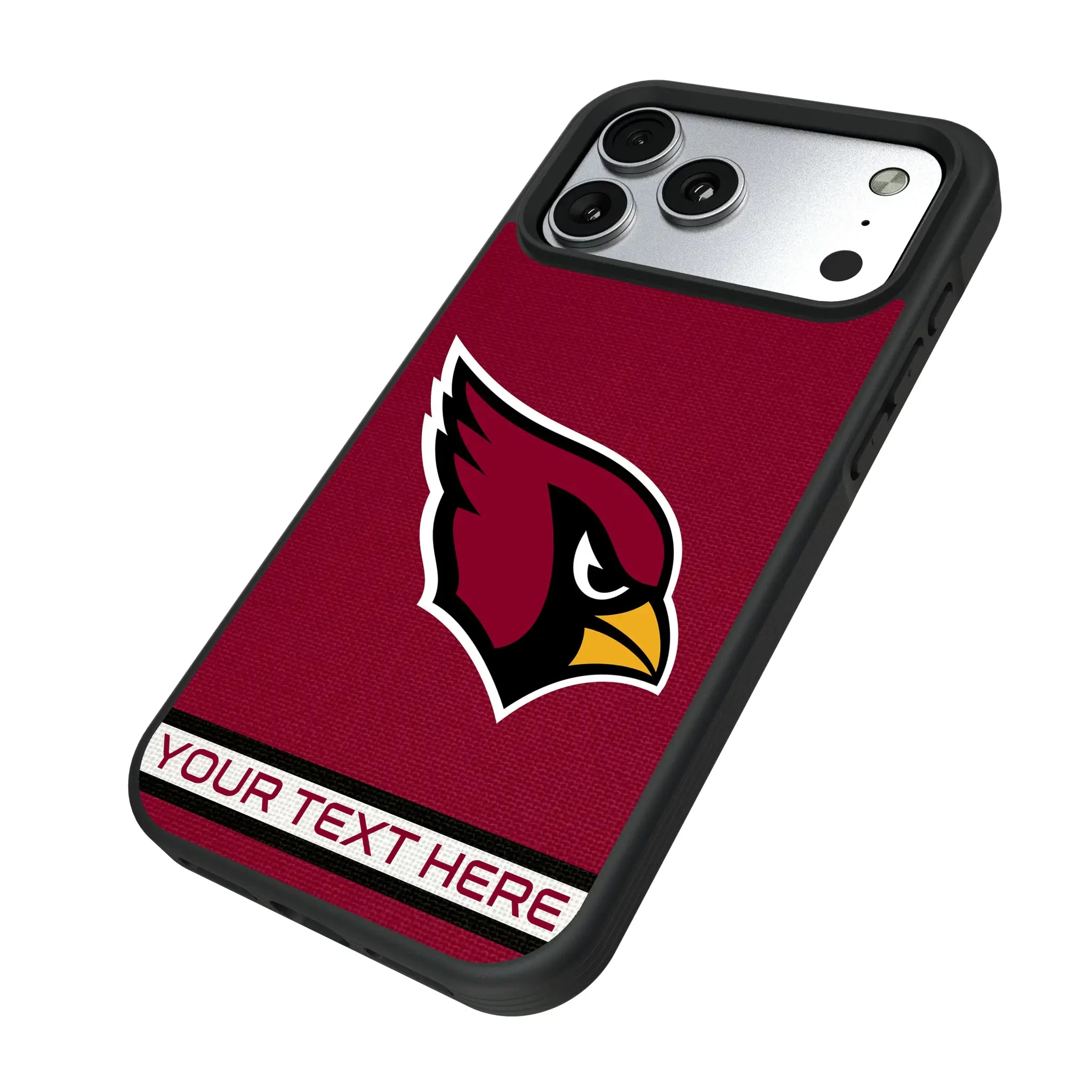 Arizona Cardinals Personalized Stripe iPhone Bump Phone Case for Apple iPhone - Isometric View#Device_iPhone 17 Pro Max