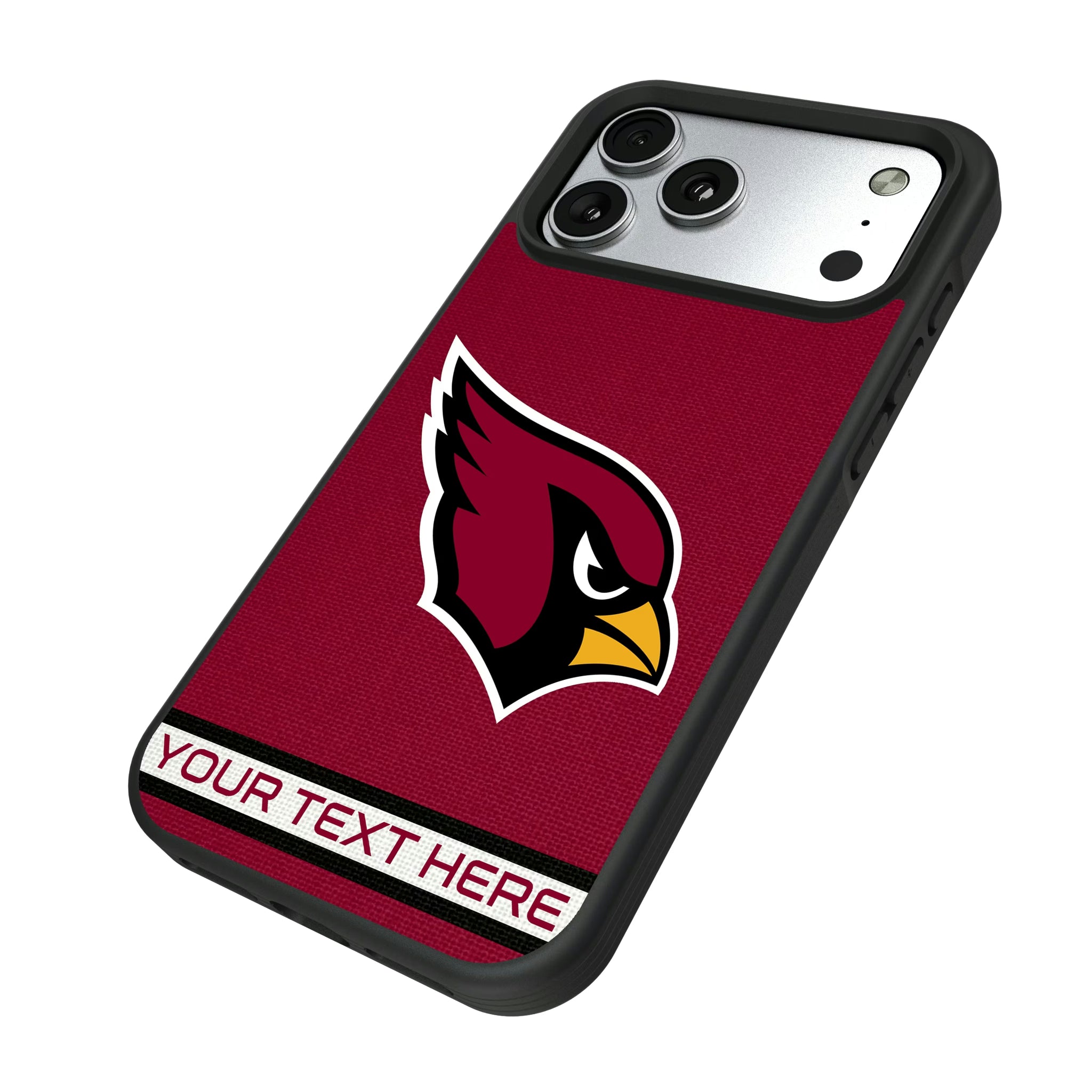 Arizona Cardinals Personalized Stripe iPhone Bump Phone Case for Apple iPhone - Isometric View#Device_iPhone 17 Pro Max