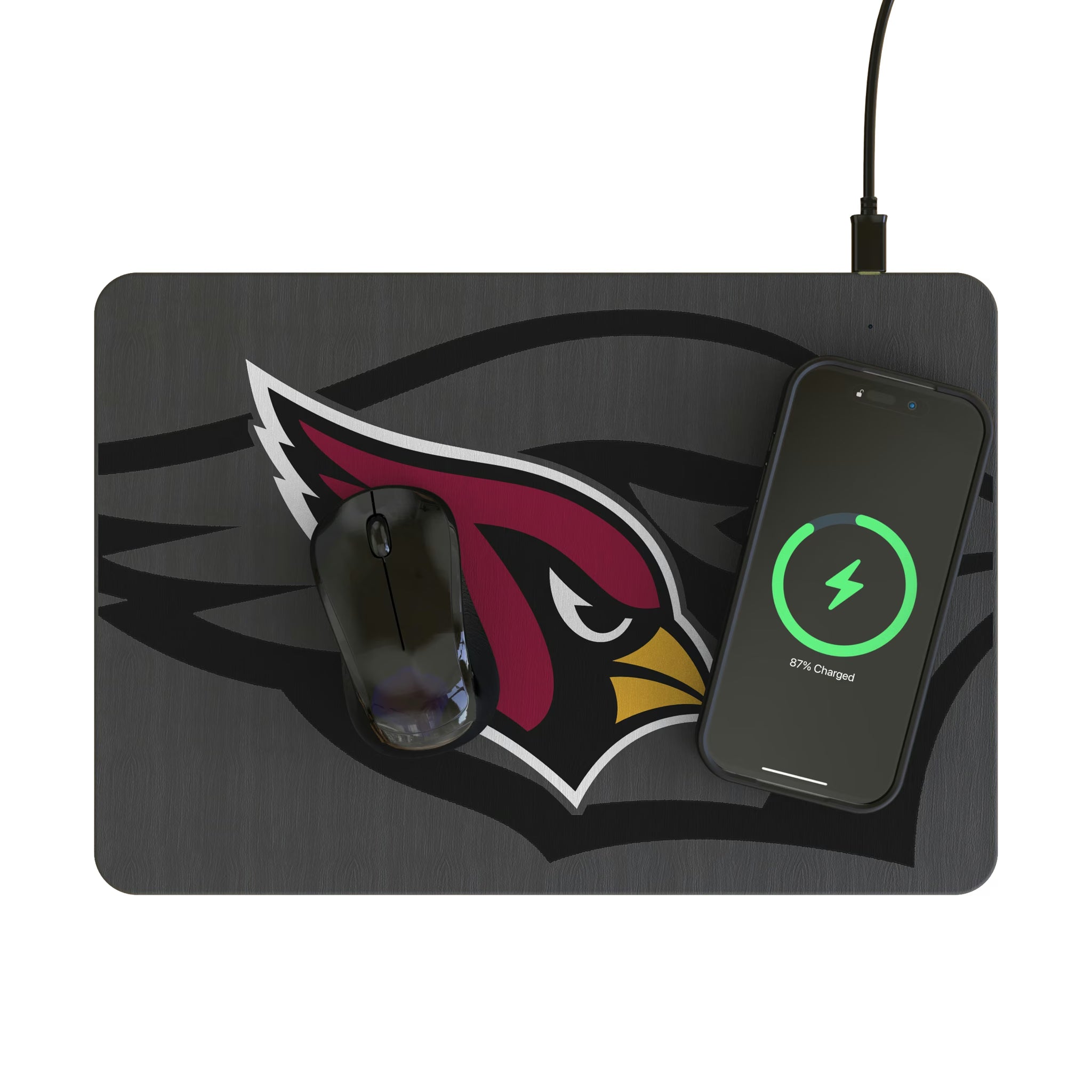 Arizona Cardinals Personalized Tilt 15-Watt Wireless Charger and Mouse Pad - Lifestyle