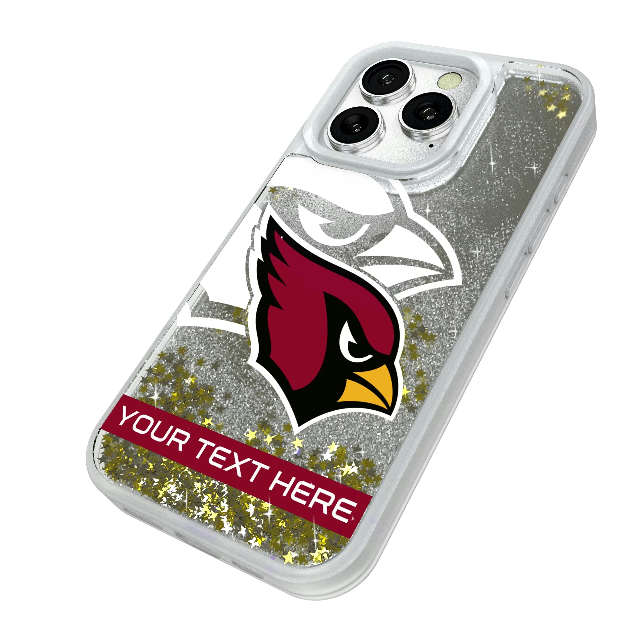 Arizona Cardinals Personalized Tilt iPhone Glitter Phone Case for Apple iPhone - Isometric View#Device_iPhone 16 Pro