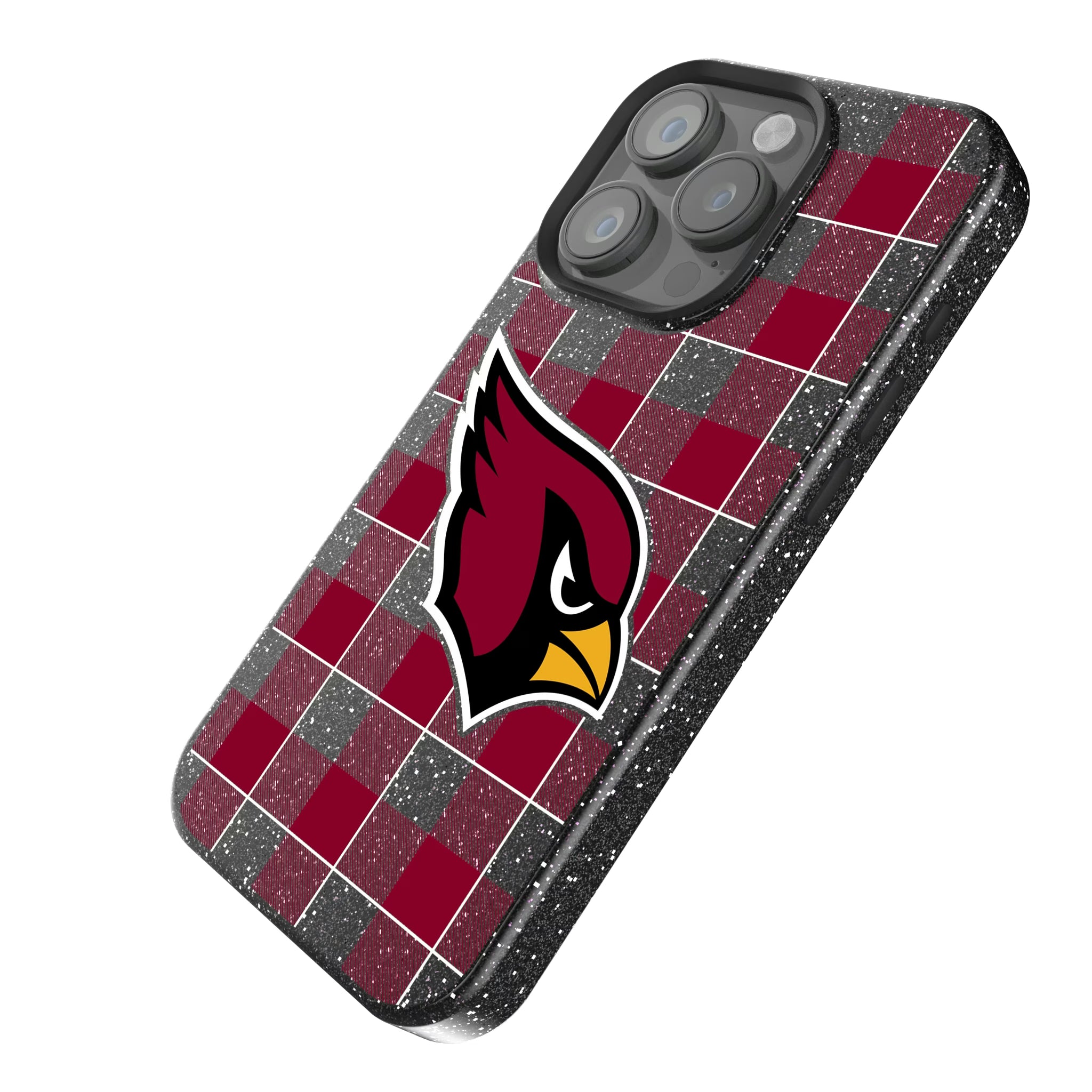 Arizona Cardinals Plaid iPhone Bling Phone Case for Apple iPhone - Isometric View