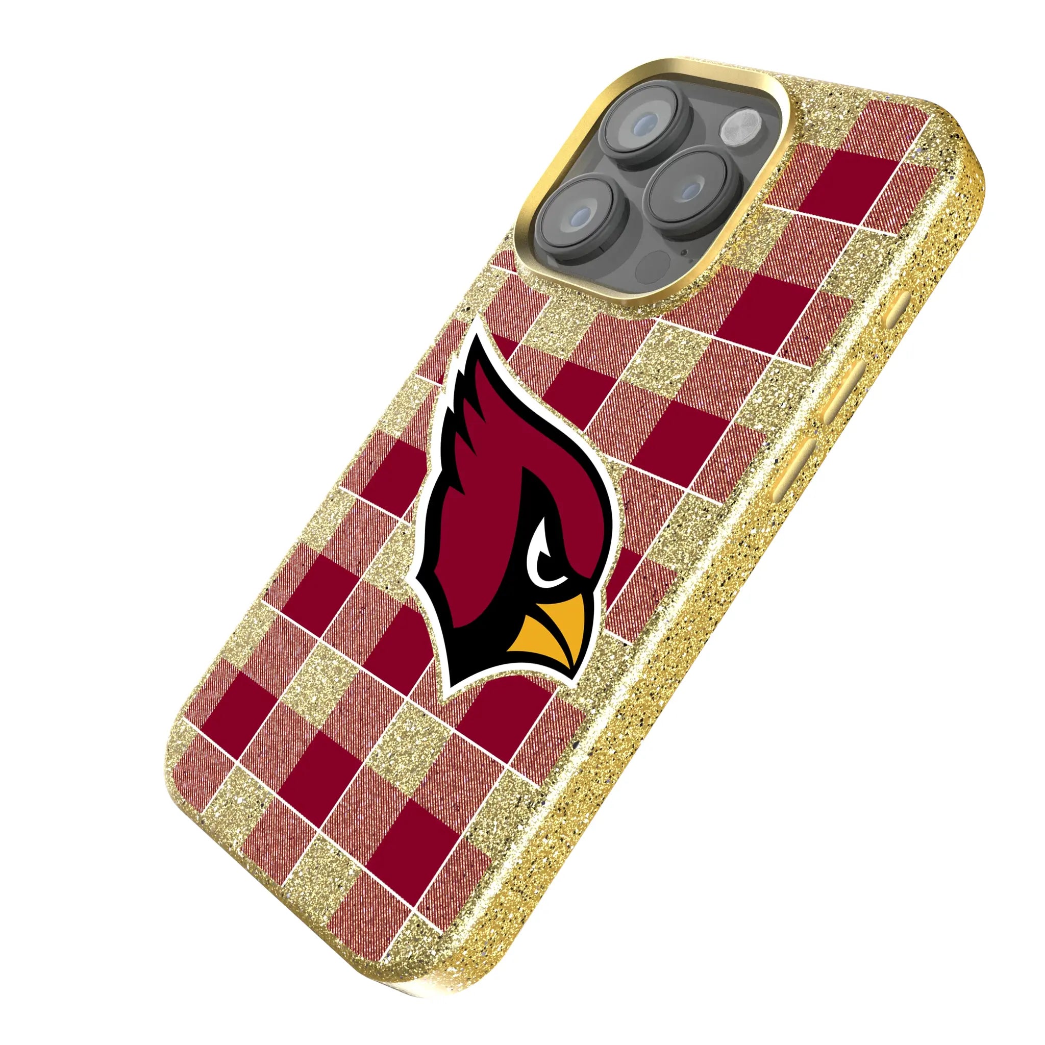 Arizona Cardinals Plaid iPhone Bling Phone Case for Apple iPhone - Isometric View