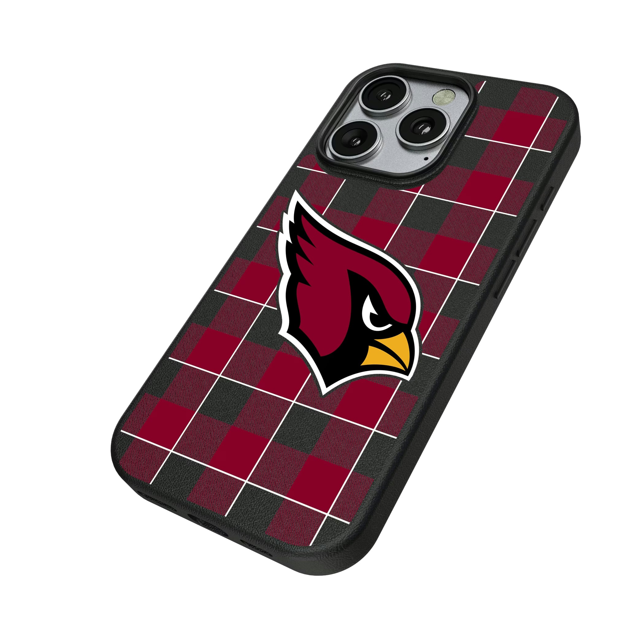 Arizona Cardinals Plaid iPhone MagSafe Compatible Phone Case for Apple iPhone - Isometric View