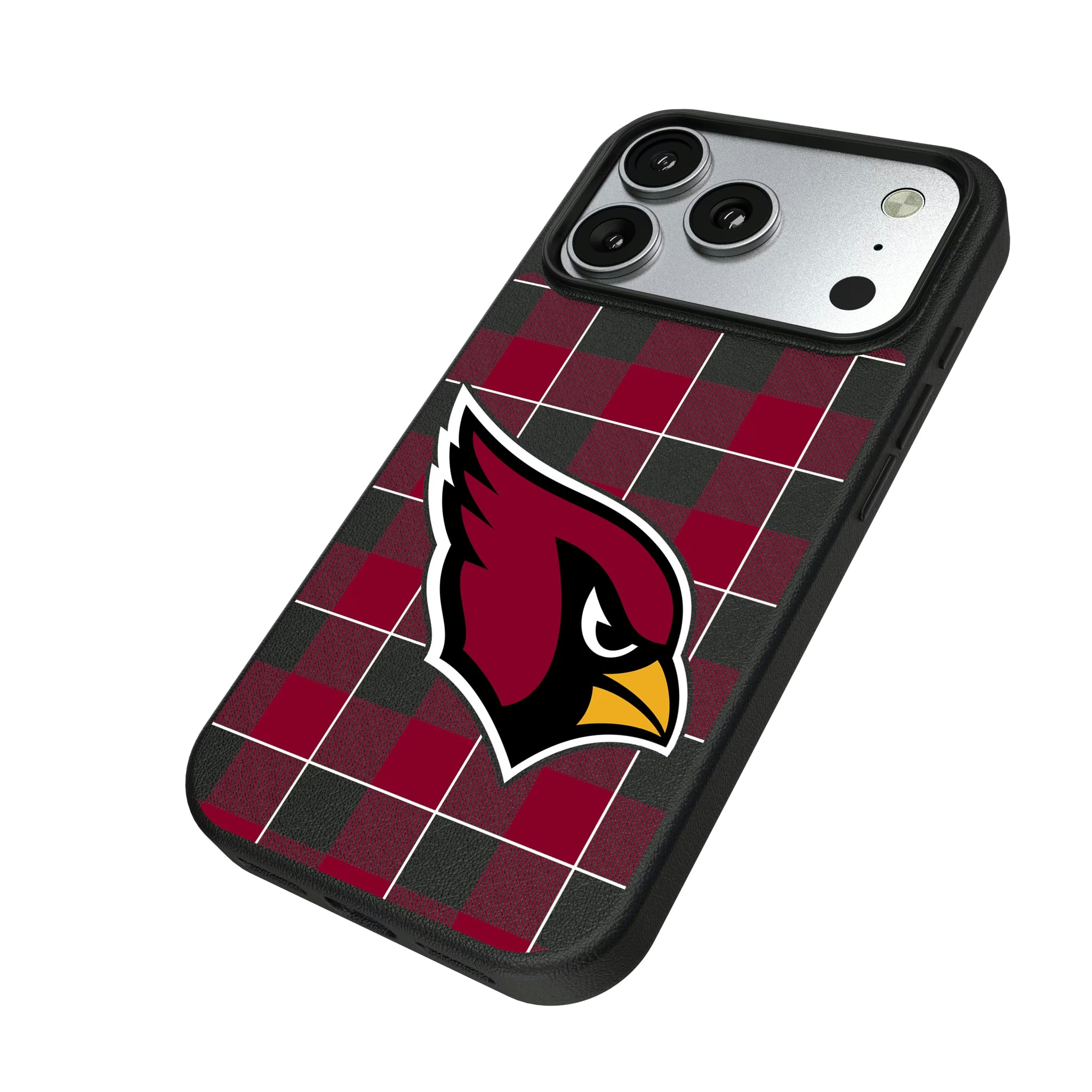 Arizona Cardinals Plaid iPhone MagSafe Compatible Phone Case for Apple iPhone - Isometric View#Device_iPhone 17 Pro