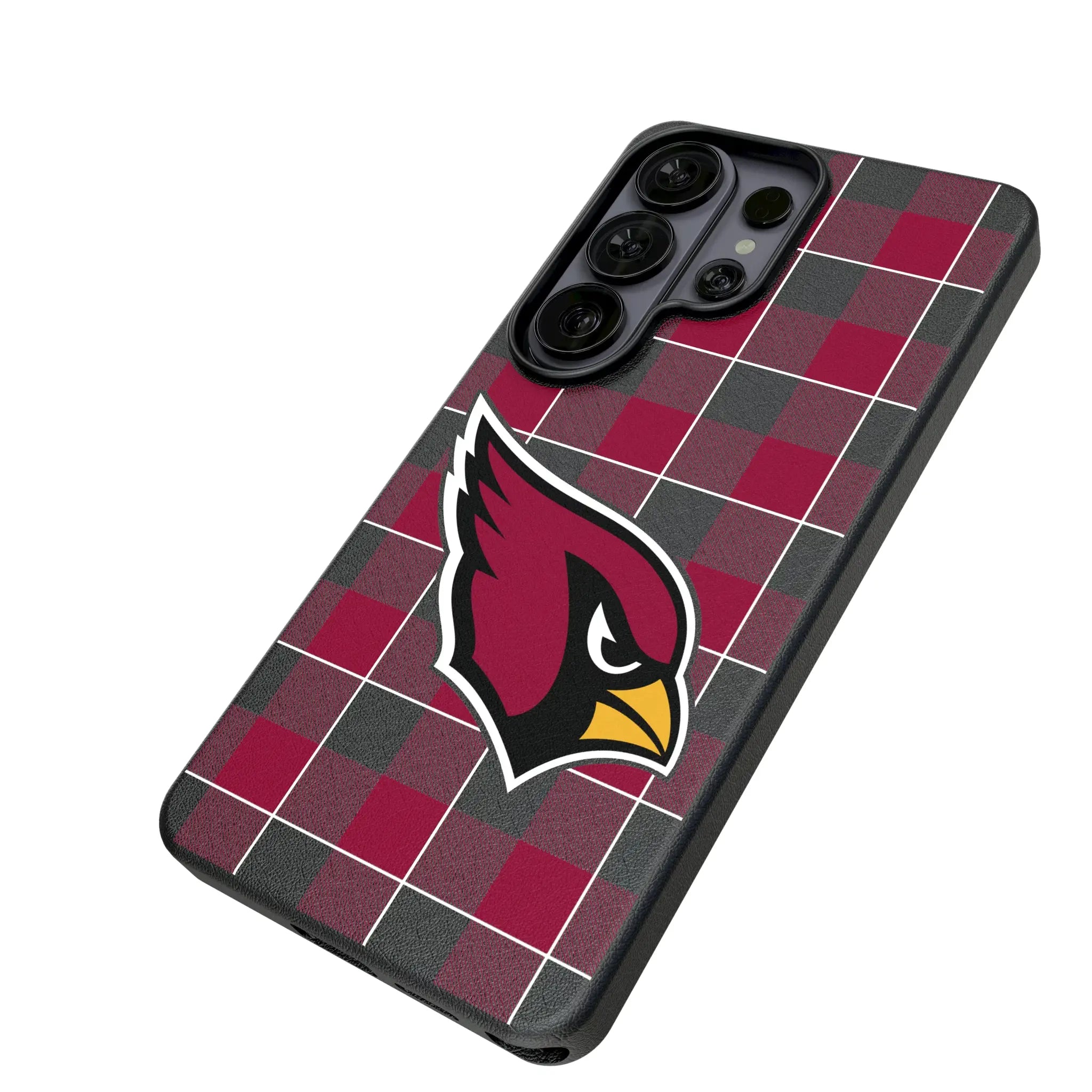 Arizona Cardinals Plaid Galaxy MagSafe Compatible Phone Case for Samsung Galaxy - Isometric View#Device_Galaxy S26 Ultra