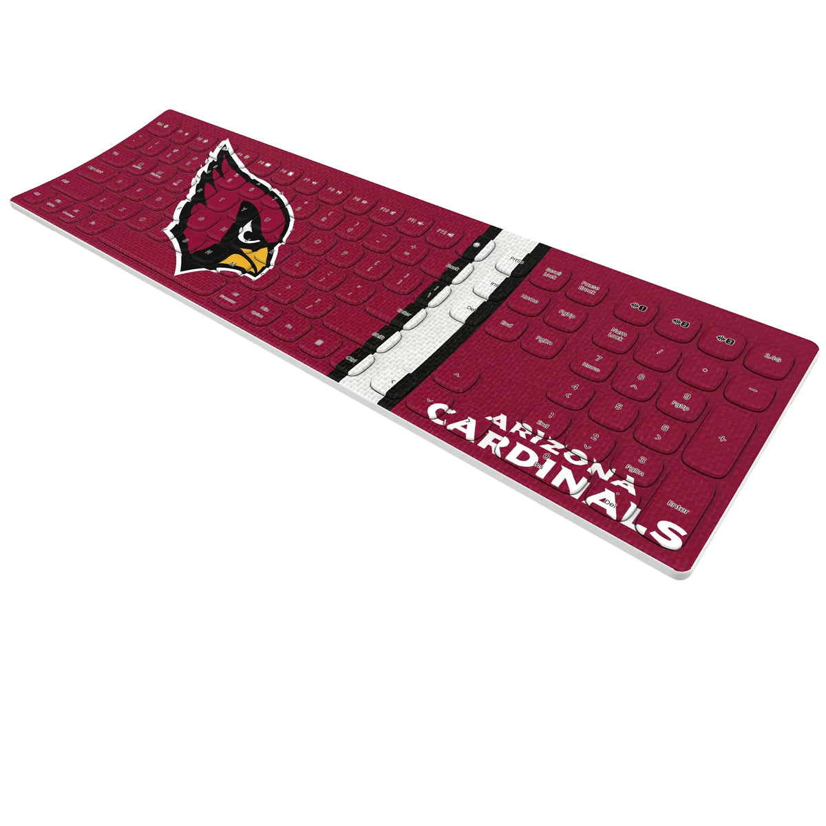 Arizona Cardinals Stripe KKB605 Curved Wireless Keyboard - Isometric View