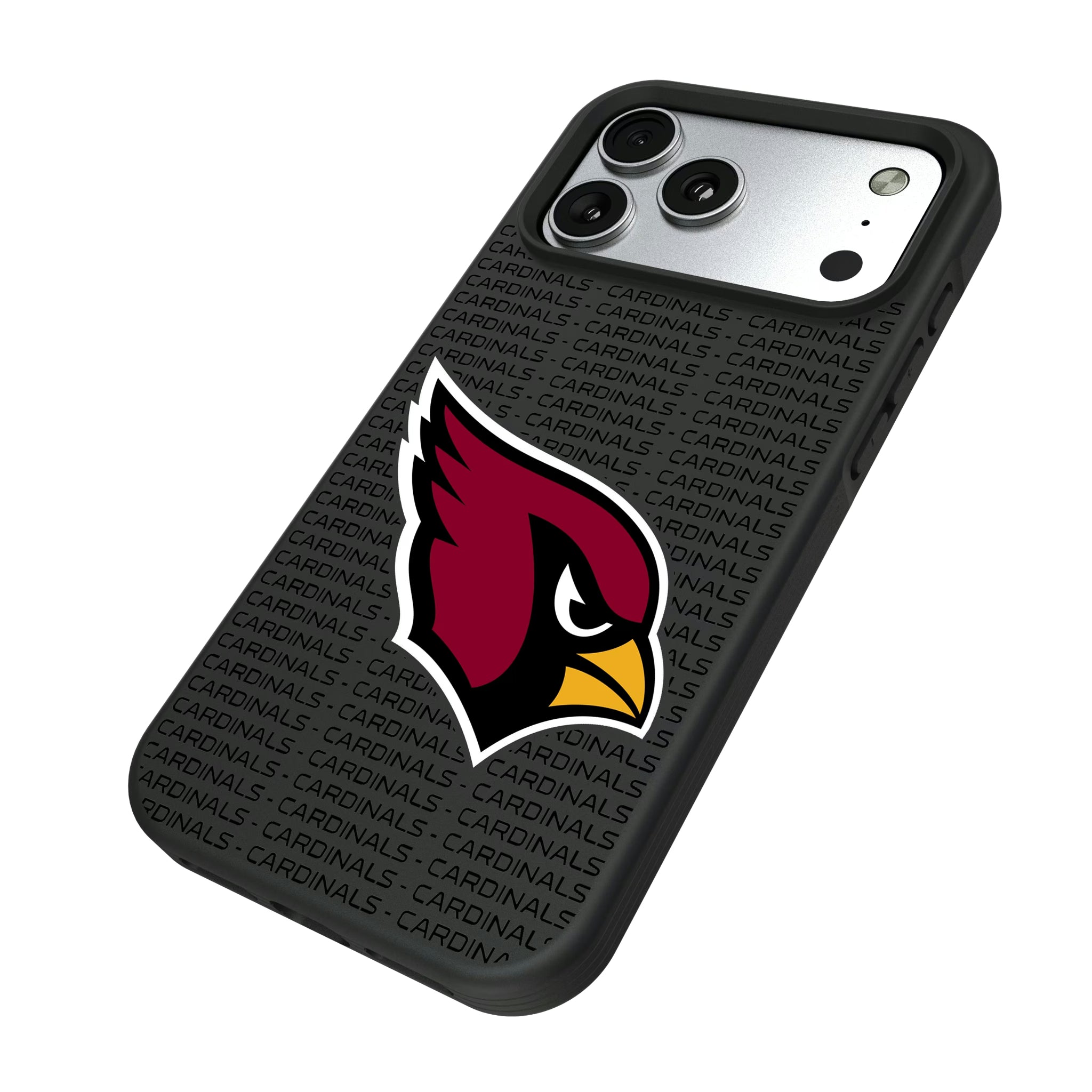 Arizona Cardinals Text Backdrop iPhone Bump Phone Case for Apple iPhone - Isometric View#Device_iPhone 17 Pro Max