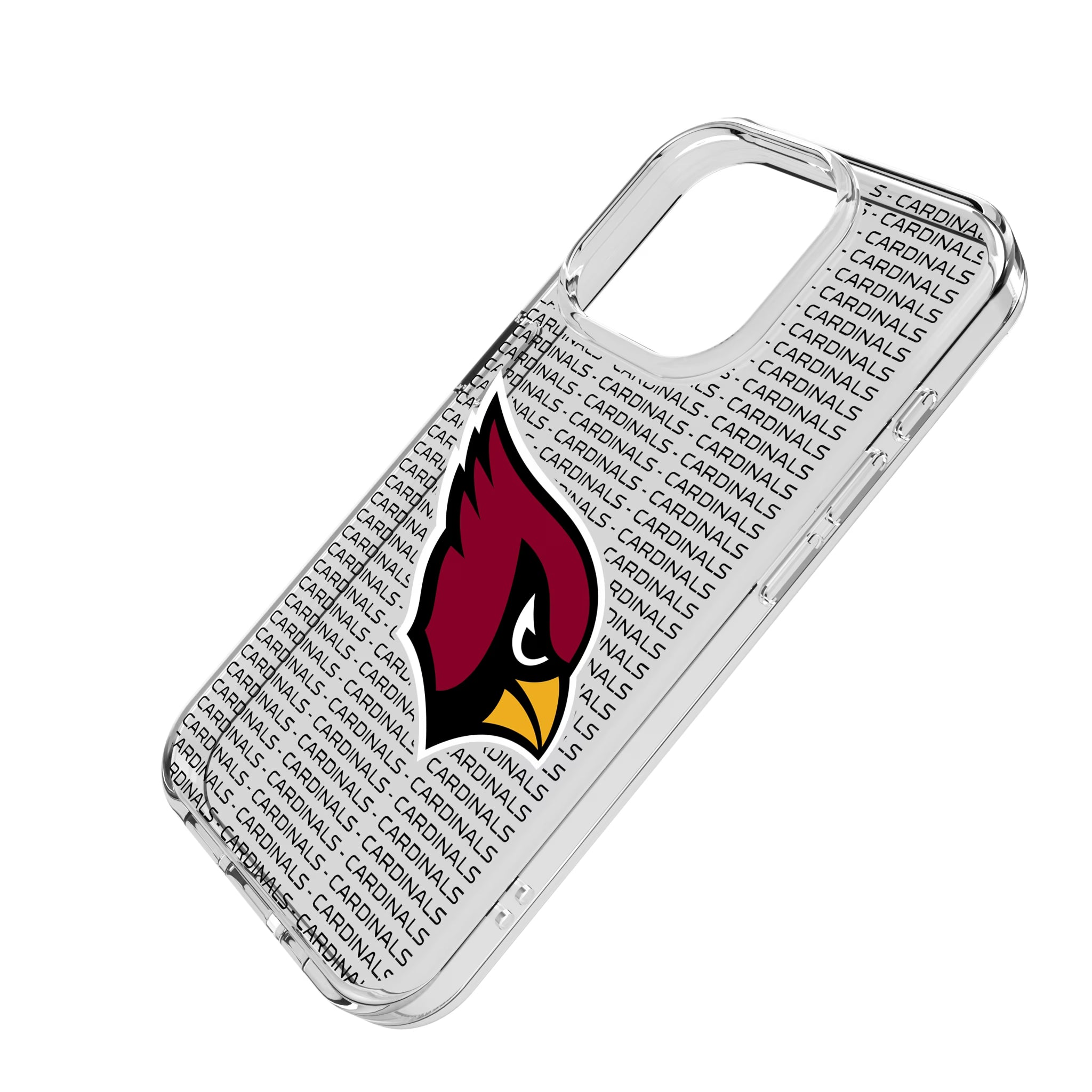 Arizona Cardinals Text Backdrop iPhone Clear Phone Case for Apple iPhone - Isometric View