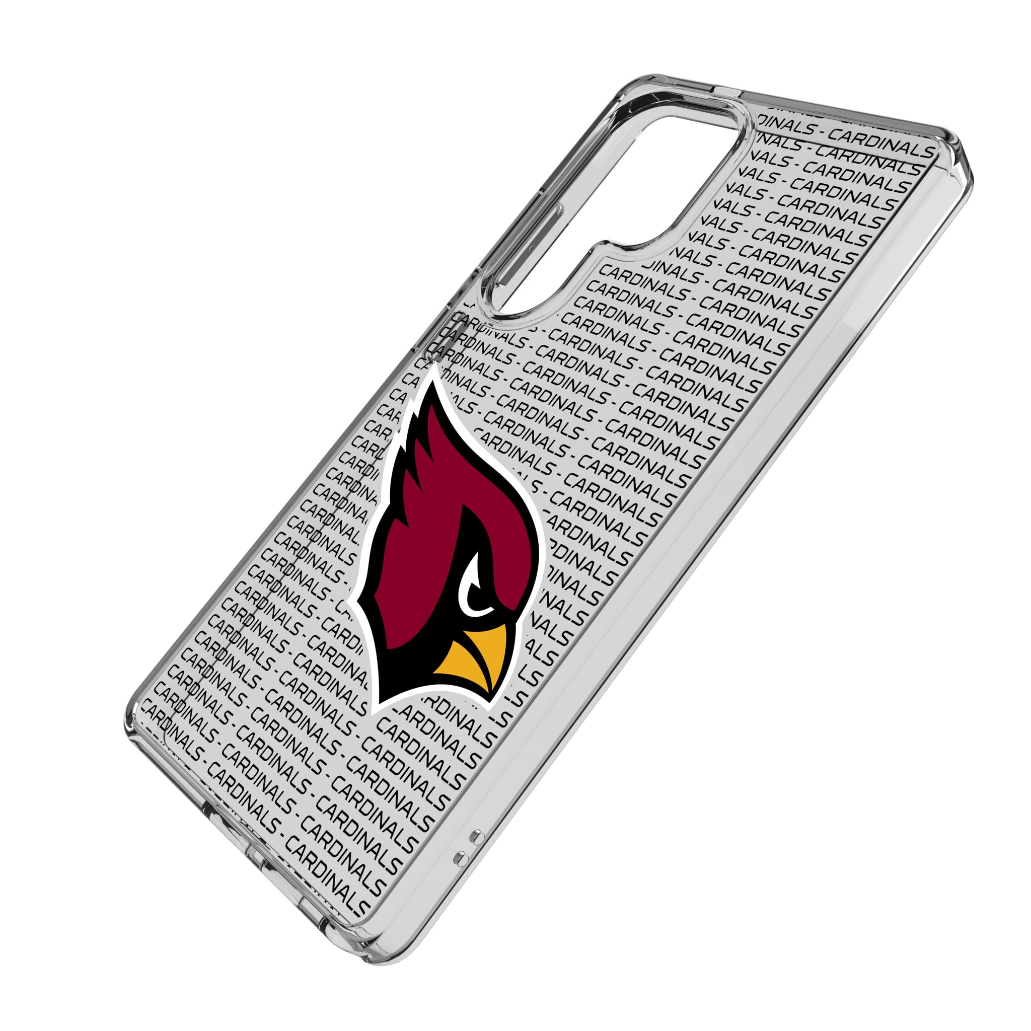 Arizona Cardinals Text Backdrop Galaxy Clear Phone Case for Samsung Galaxy - Isometric View