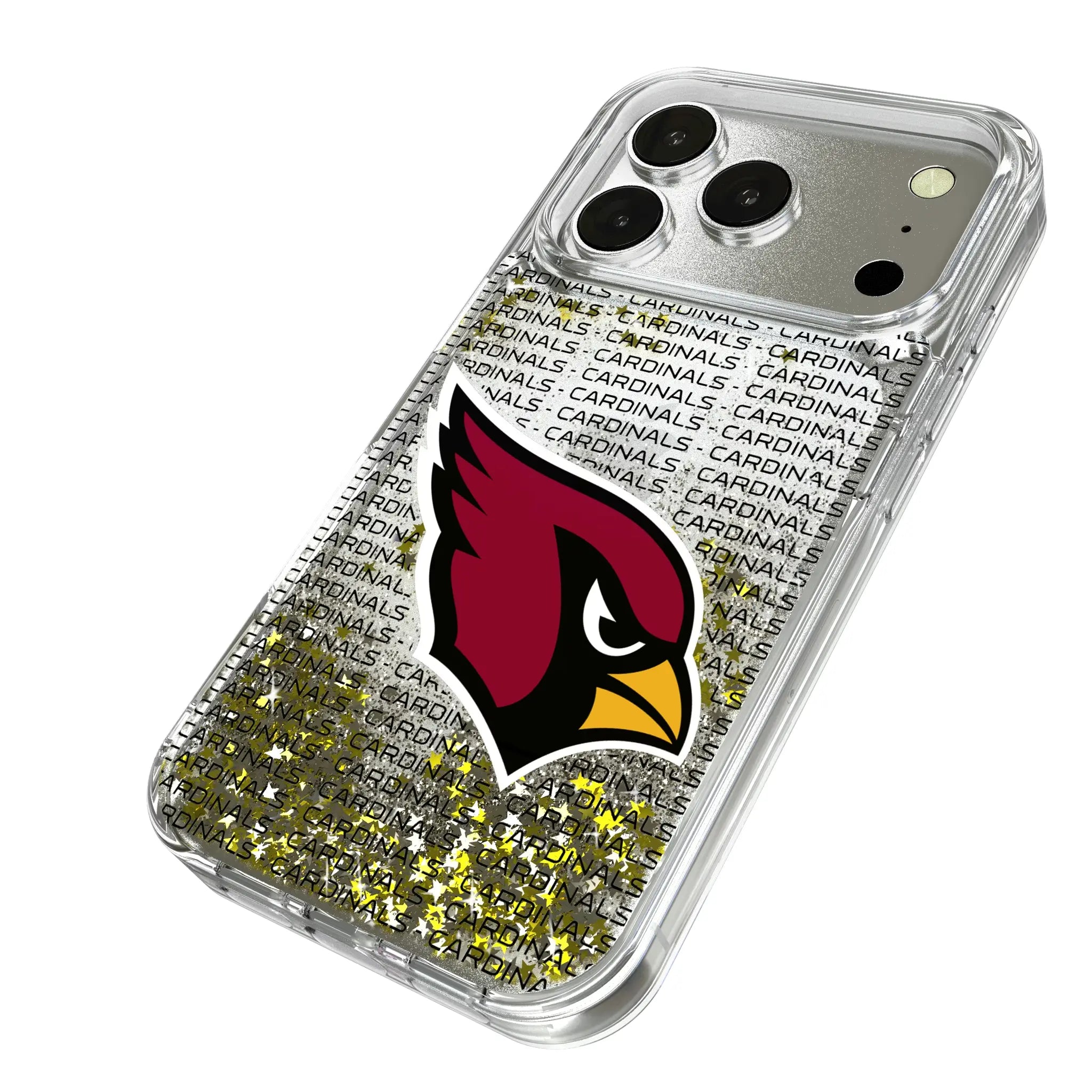 Arizona Cardinals Text Backdrop iPhone Glitter Phone Case for Apple iPhone - Isometric View