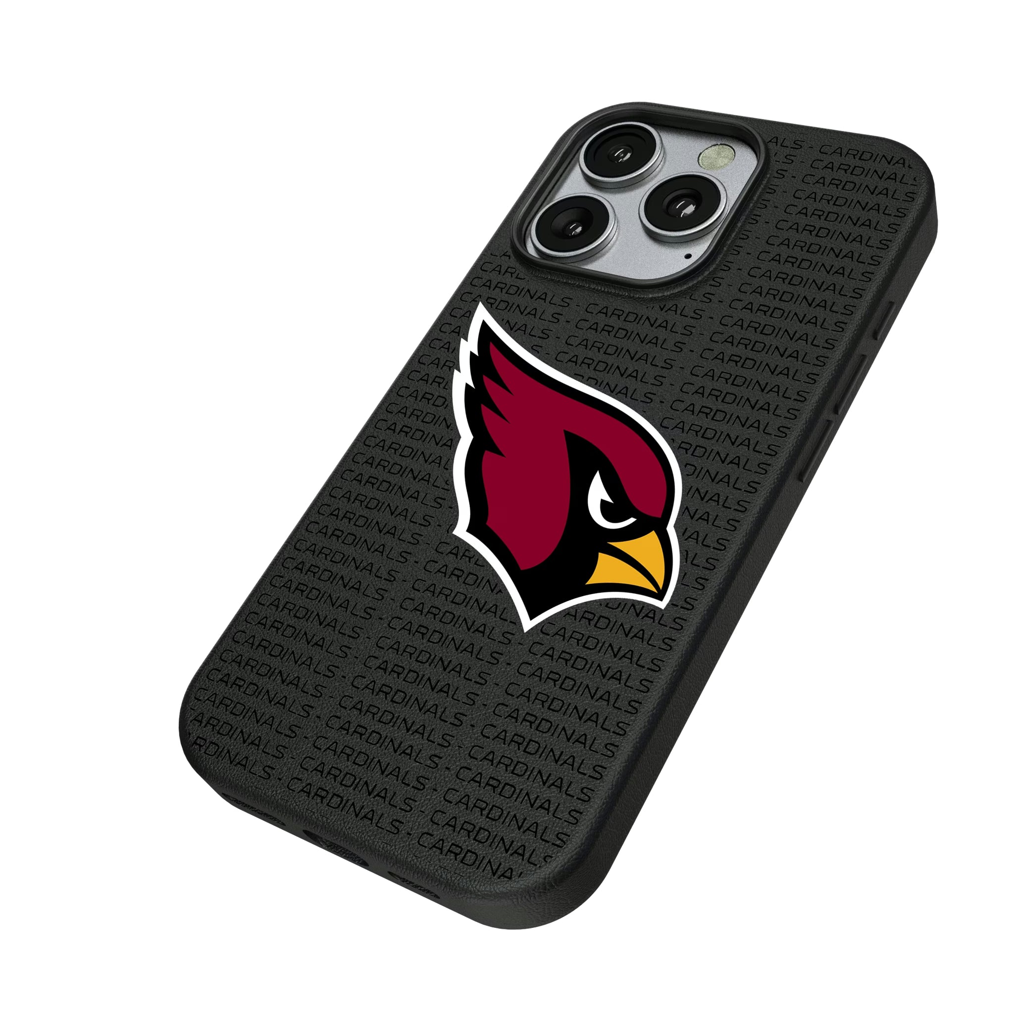 Arizona Cardinals Text Backdrop iPhone MagSafe Compatible Phone Case for Apple iPhone - Isometric View