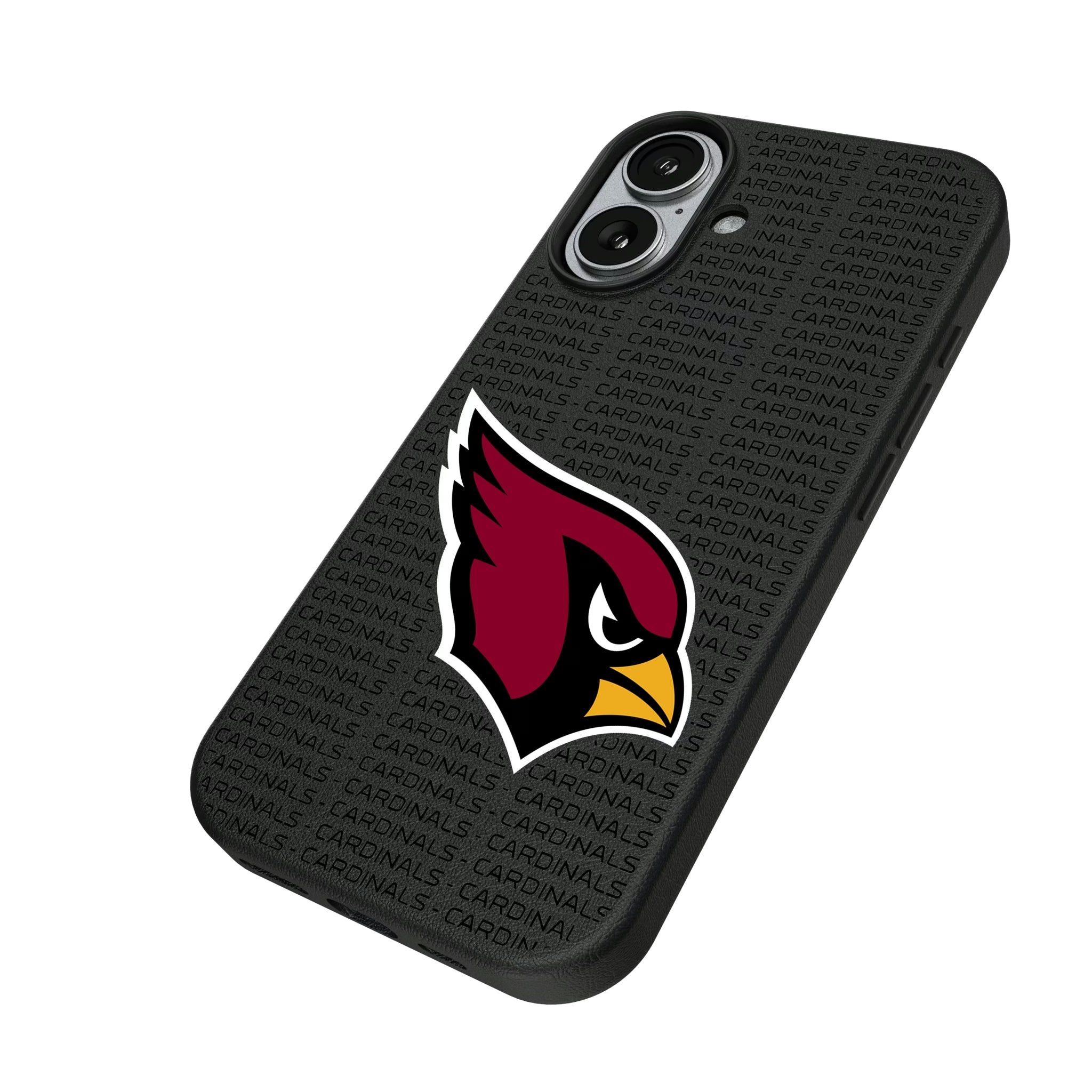 Arizona Cardinals Text Backdrop iPhone MagSafe Compatible Phone Case for Apple iPhone - Isometric View#Device_iPhone 17